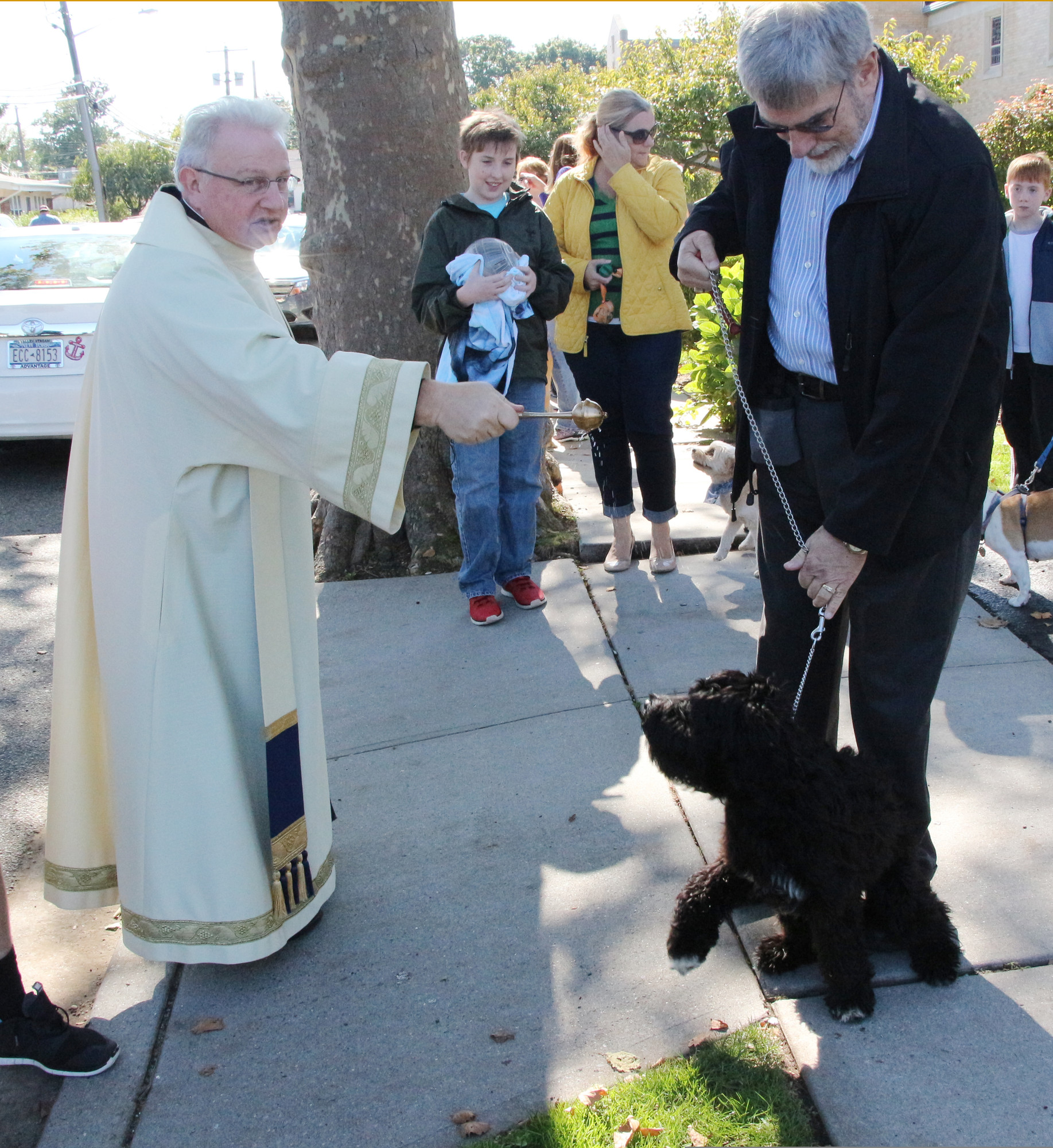 Pilot and his owner Jim Hart came to St. Christopher’s Church for some animal blessings.