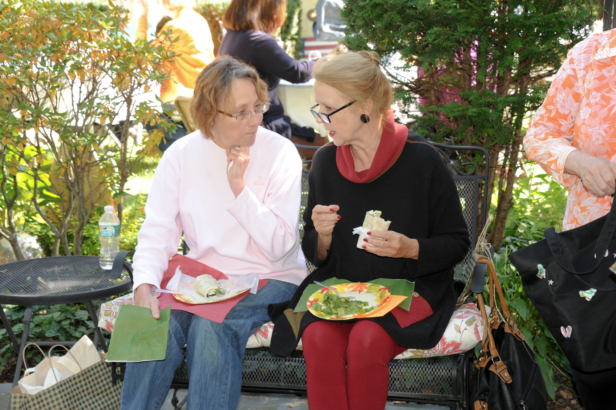 Mary Parker and Diane Toby enjoyed homemade wraps for lunch at the cafe.