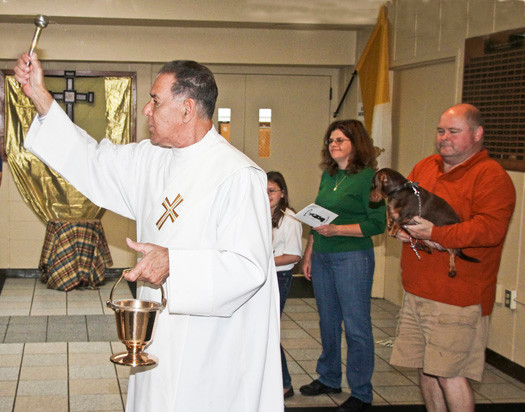 Deacon Joseph Torres blessed the animals who were brought to the church.