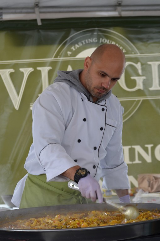 Chef Alex Bujoreanu of Viaggio, a restaurant coming soon to the village, cooked up a big batch of one of his best dishes at the Food and Wine Festival in Rockville Centre on Oct. 11.