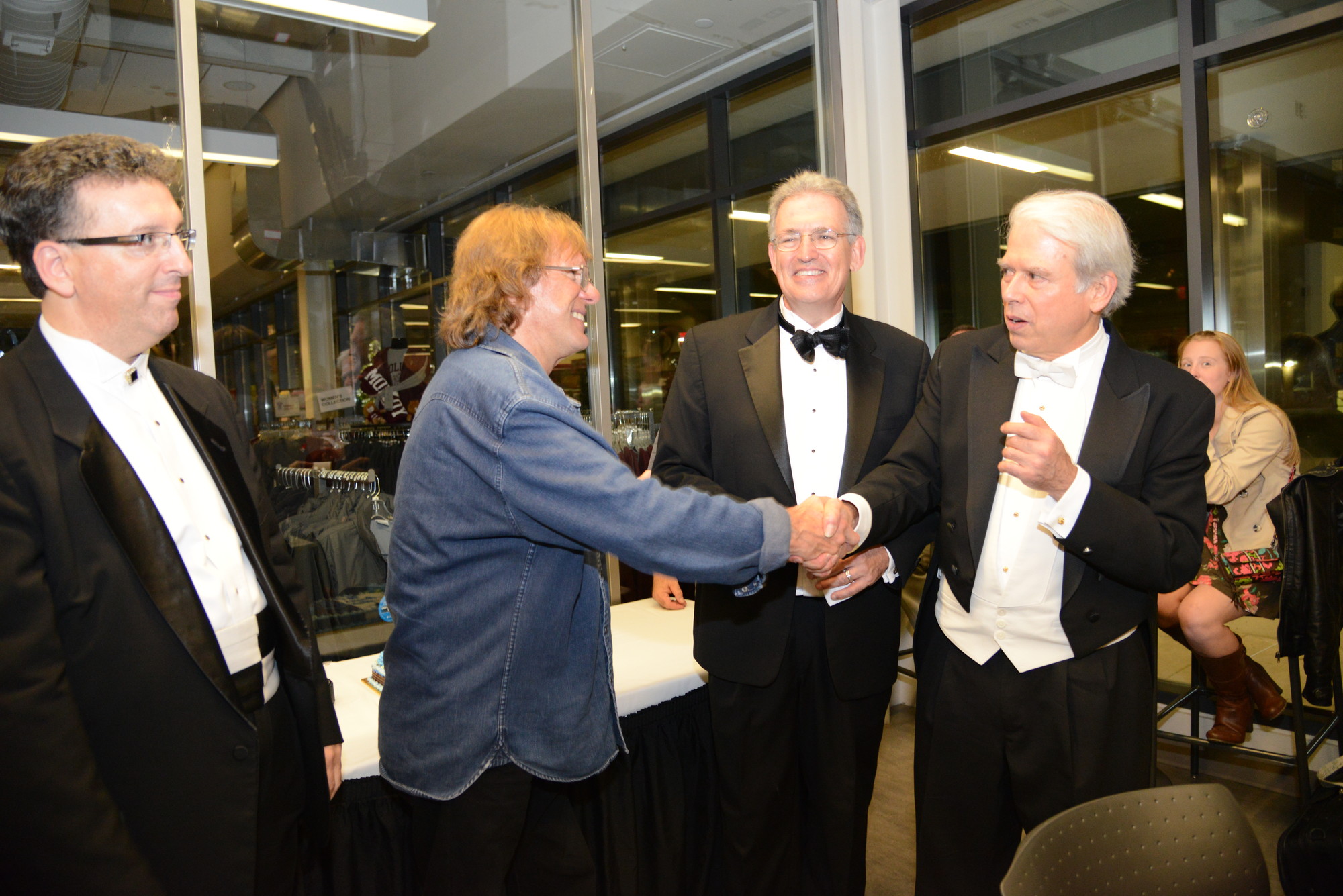 A celebration was held after the concert in honor of Emerson’s birthday — complete with birthday cake. Pictured were Biegel, Emerson, Wayne Lipton, president of the South Shore Symphony and the Rockville Centre Guild for the Arts, and conductor Scott Jackson Wiley.