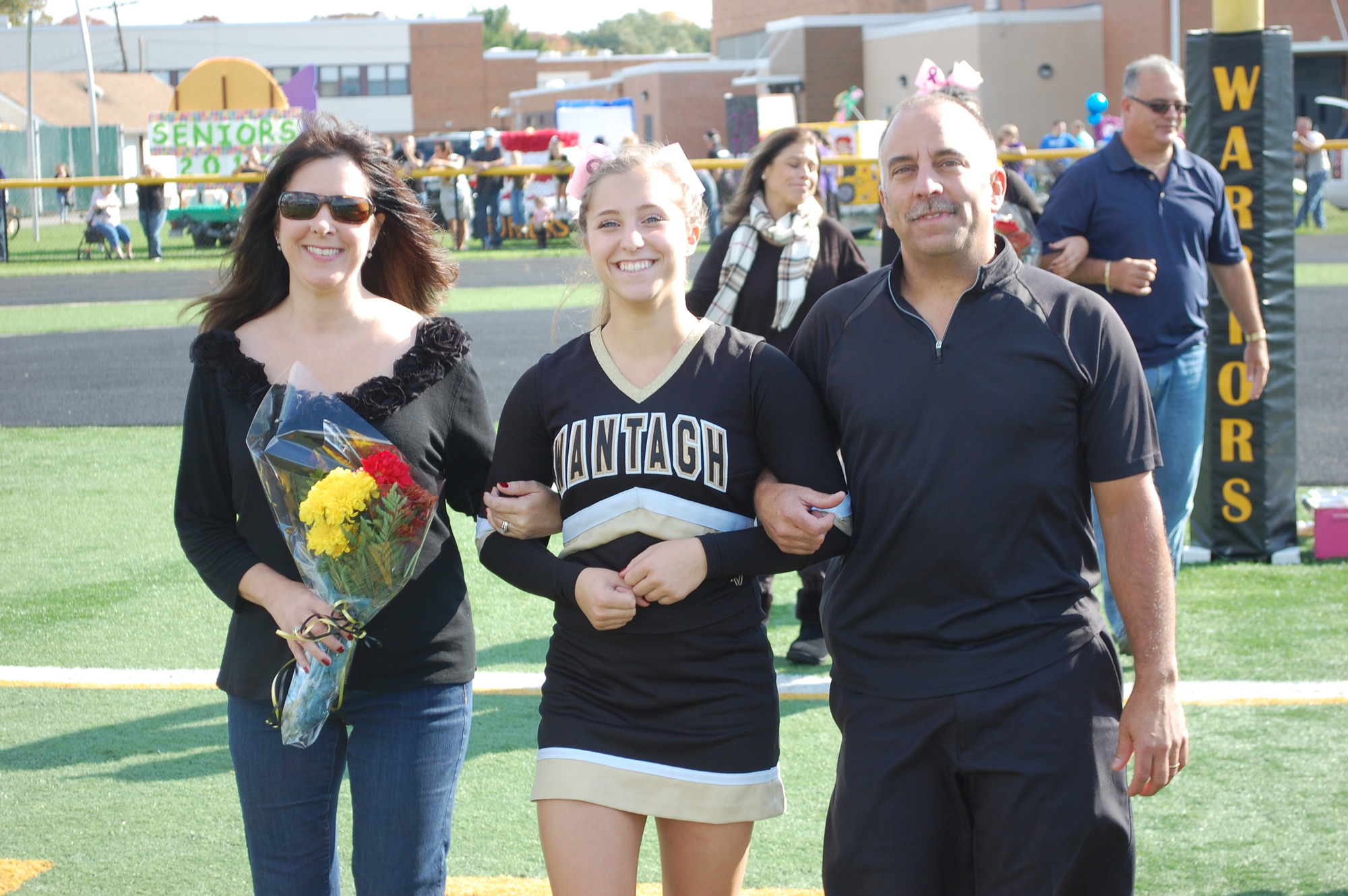 Cheerleader Alyssa Sidoti was joined by her parents, Maryann and Gary, for the senior introductions.