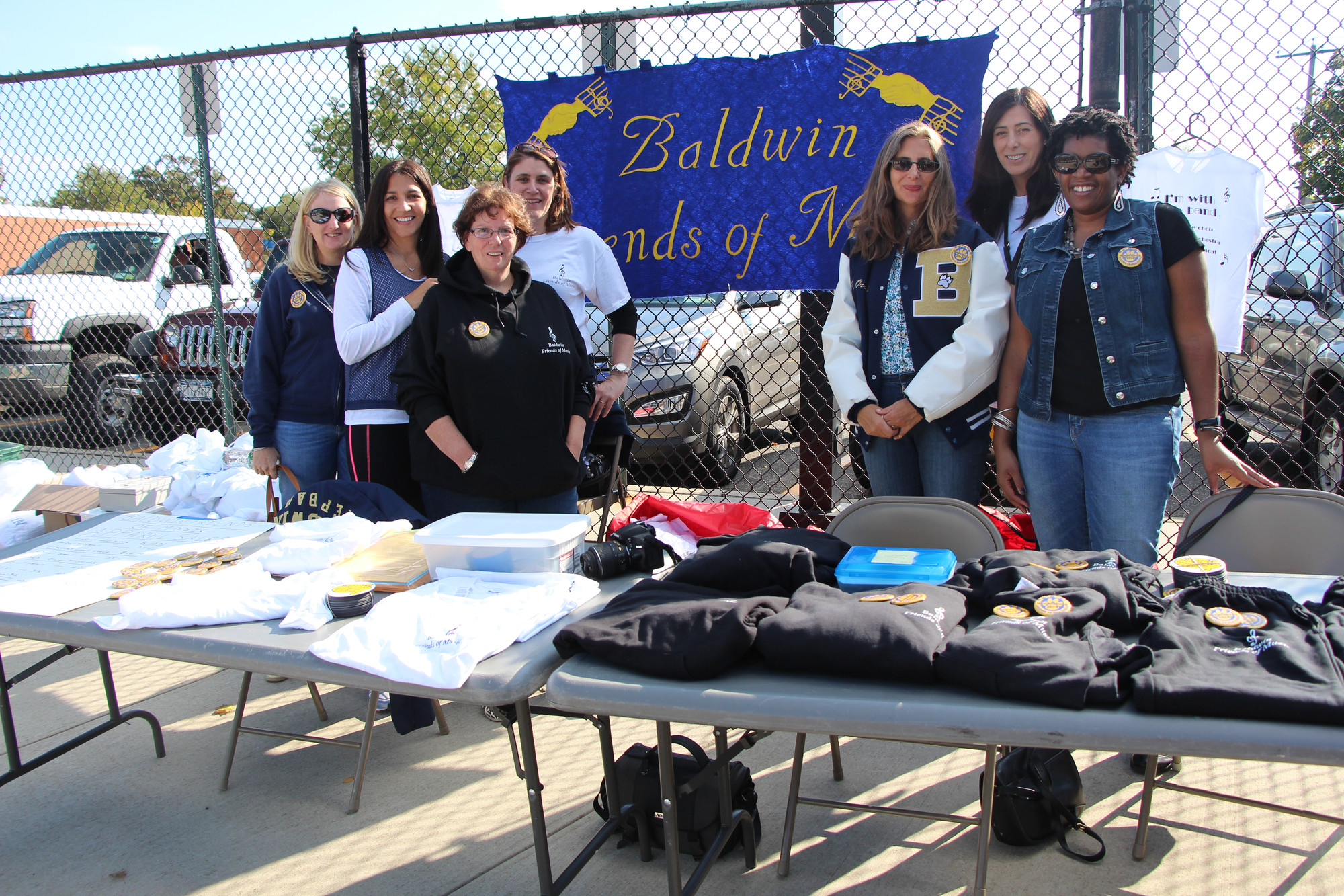 Baldwin Friends of Music had many volunteers on hand selling shirts, pants and sweats. From left were Lori Fitzpatrict, Isa Zambrano, Donna McDougal, Cathy Clark, Lisa Costello-Orselli, Gwenth Zito and Shelia Jefferson Issac.