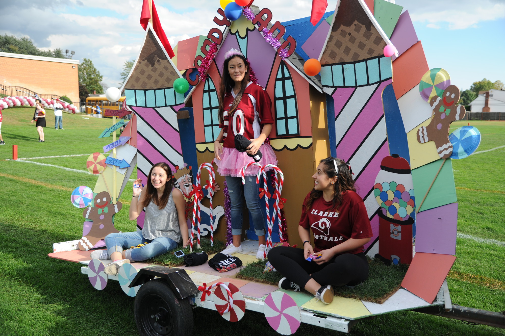 Seniors tossed candy into the crowd in conjunction with their Candy Land class float.
