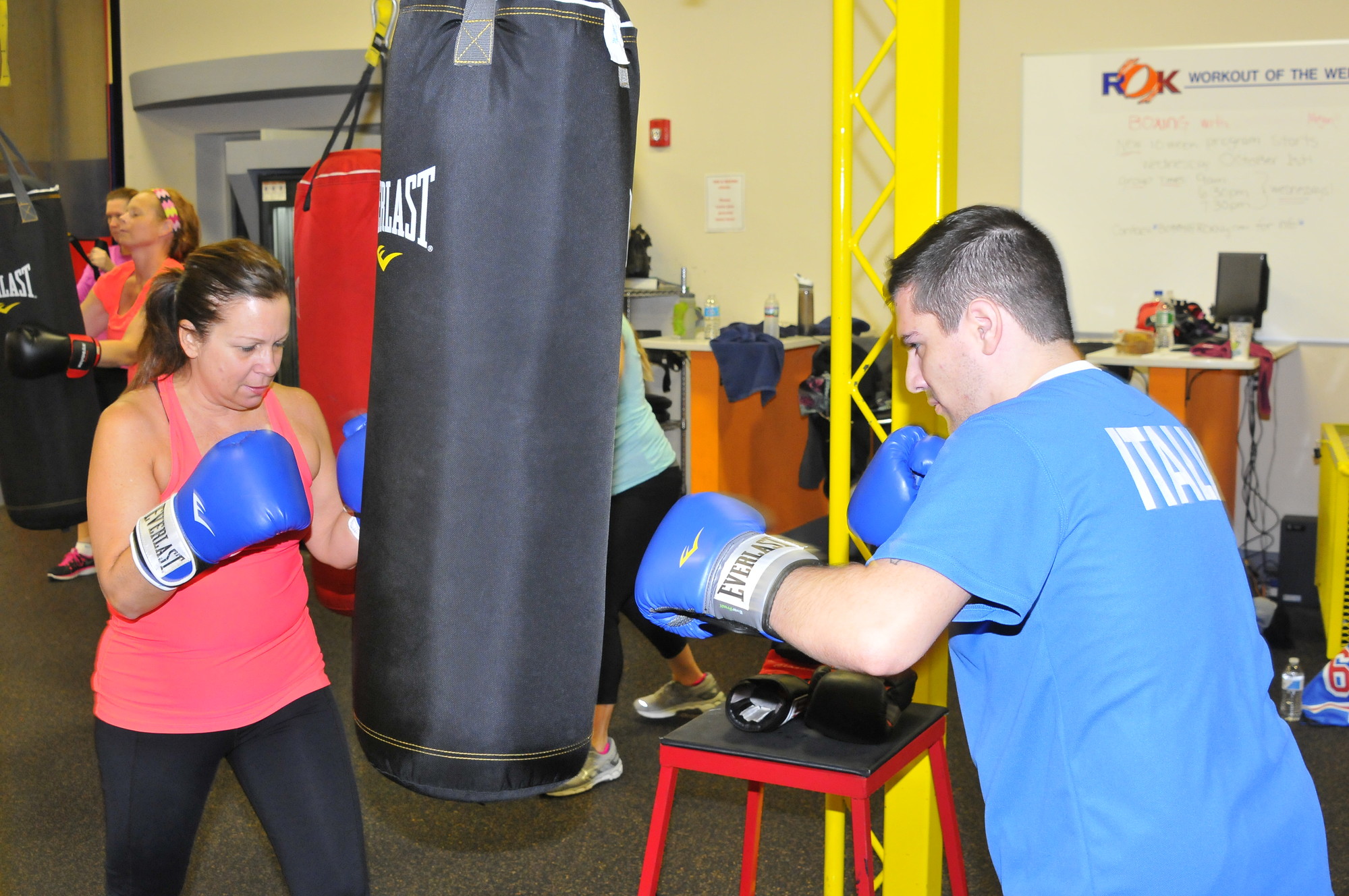 Tina Giamo and Vinny Donato shared the punching bad during Boxing Fusion.