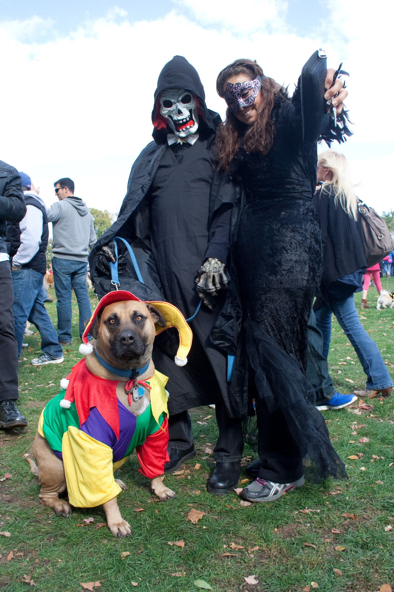 Dan Kirk and Alice Restivo dressed their dog, Doc, as a jester, and were victorious in the category of “best family/group costume.”
