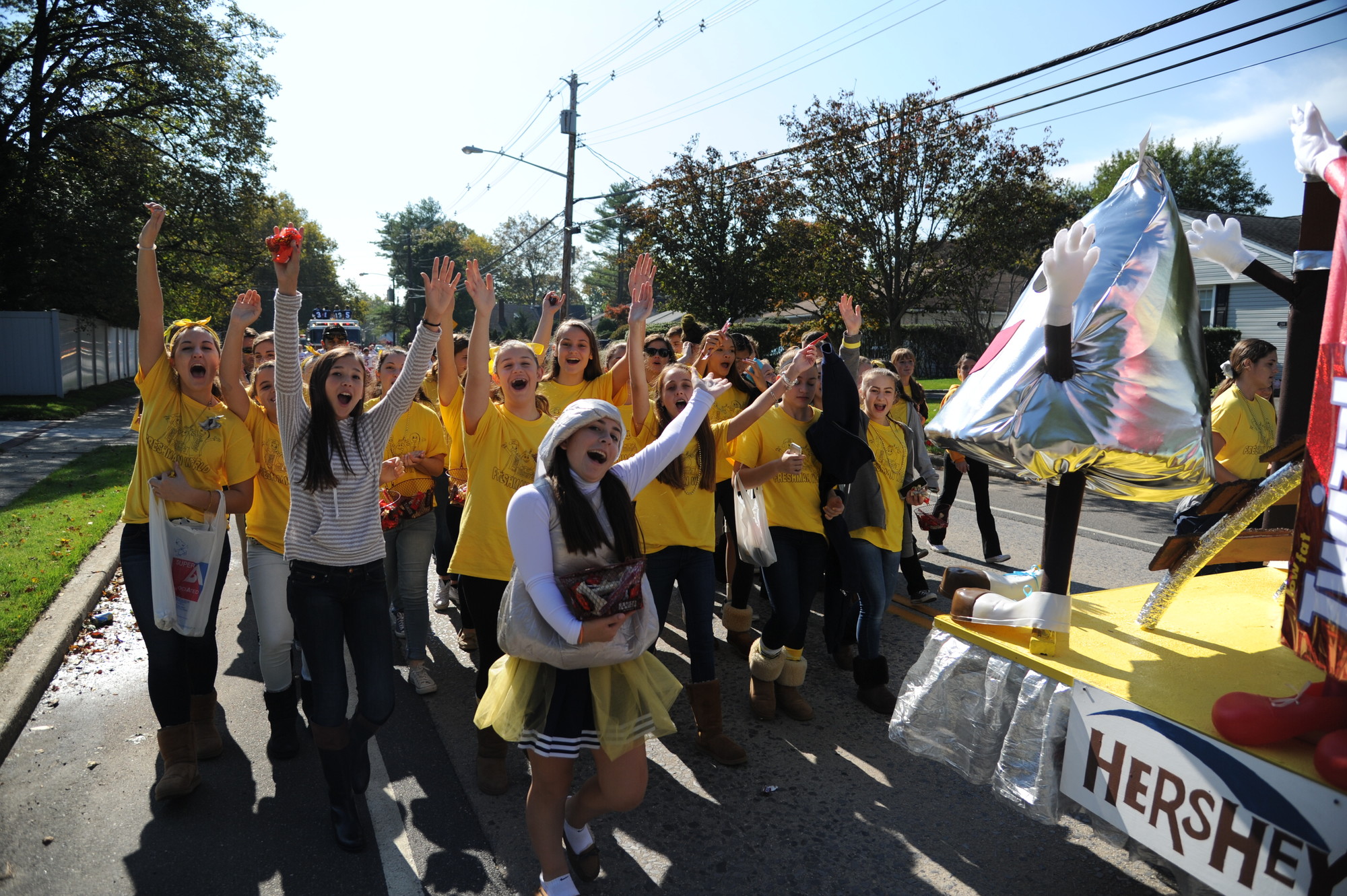 South Side High School students showed their colors on Saturday for Homecoming, marching through the streets to cheer on the football team, which went on to defeat Great Neck North, 38-0.