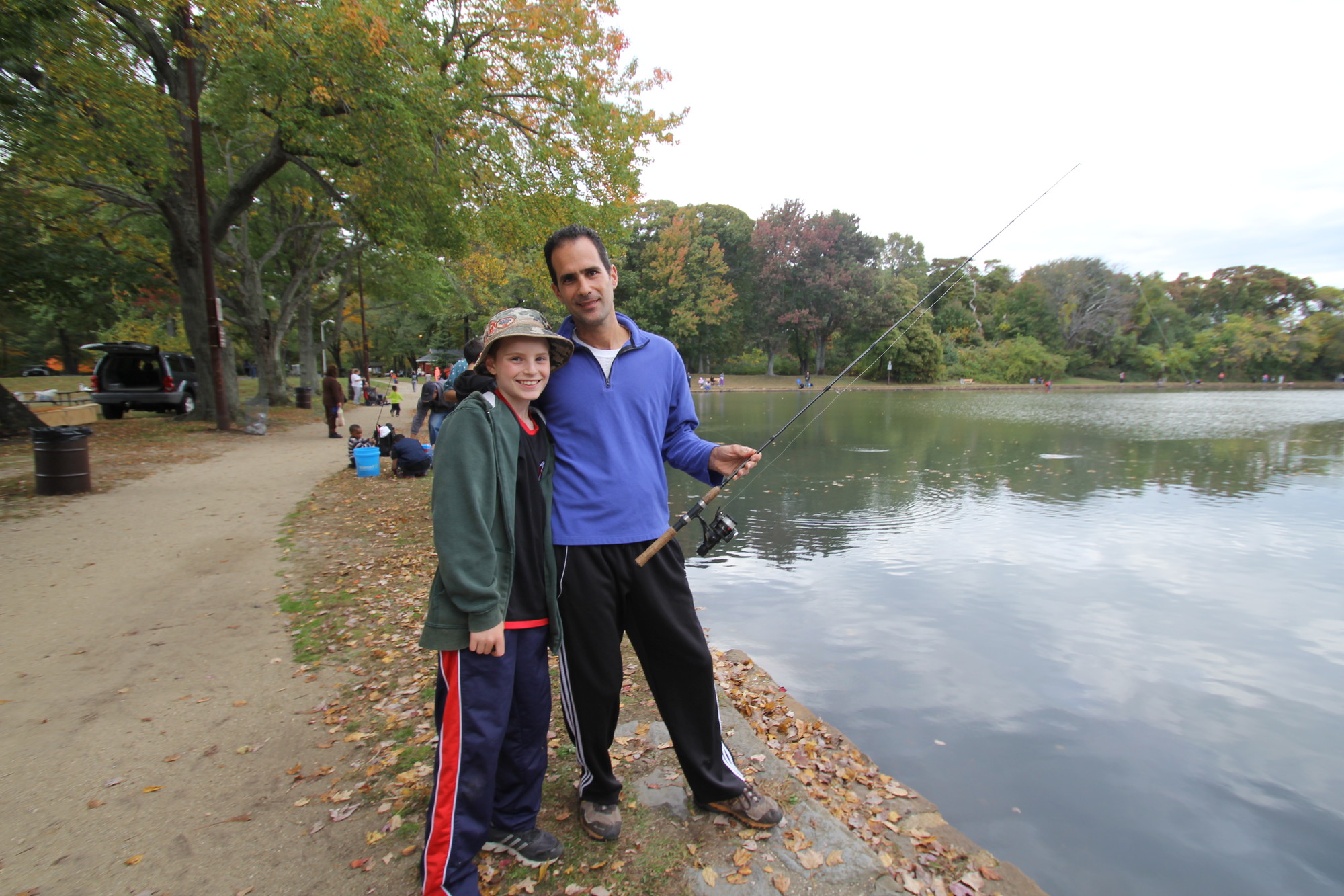 Elan Ben Yosef and his son Eli, left, spent quality time together fishing at the festival.