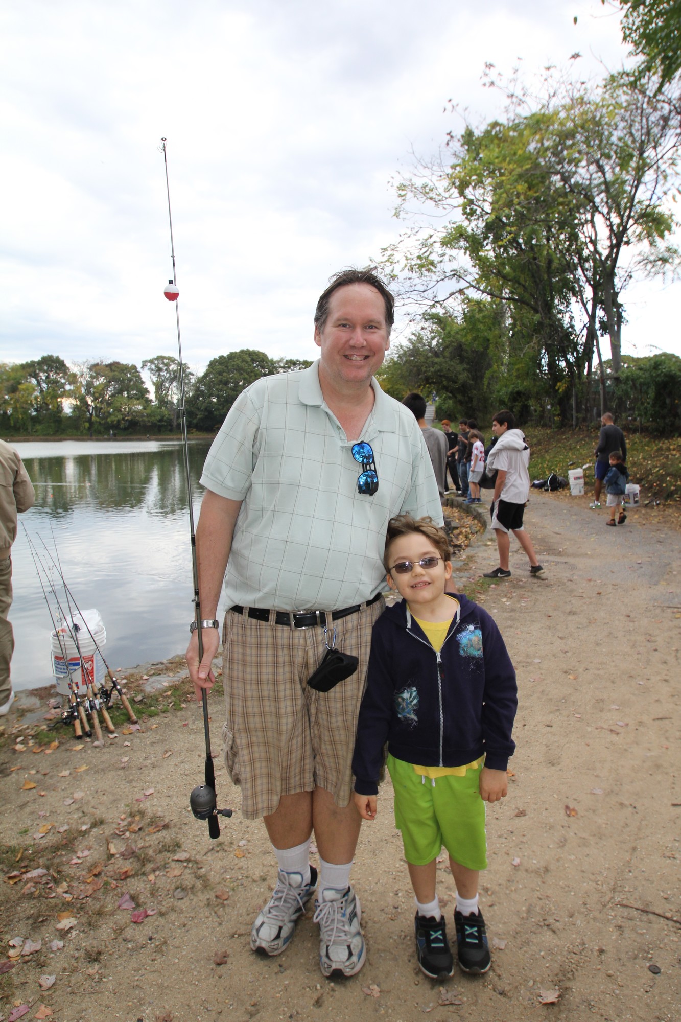 John Barkaus and his son Michael, right, spent quality time together fishing at the festival.
