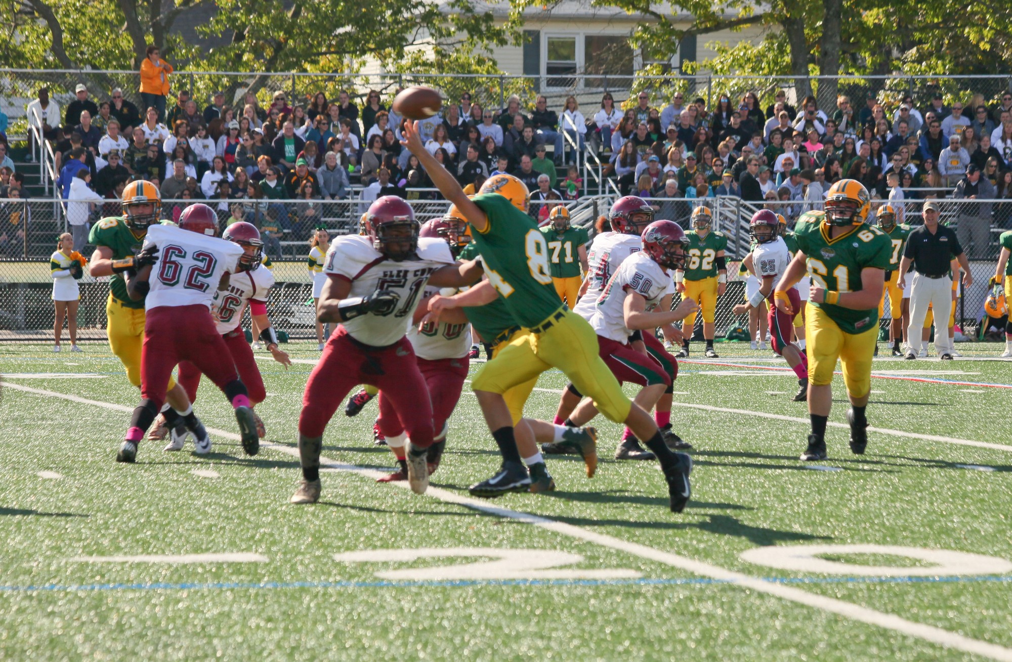 Lynbrook High School wide receiver, Jason Oelbaum, tries to catch a pass.