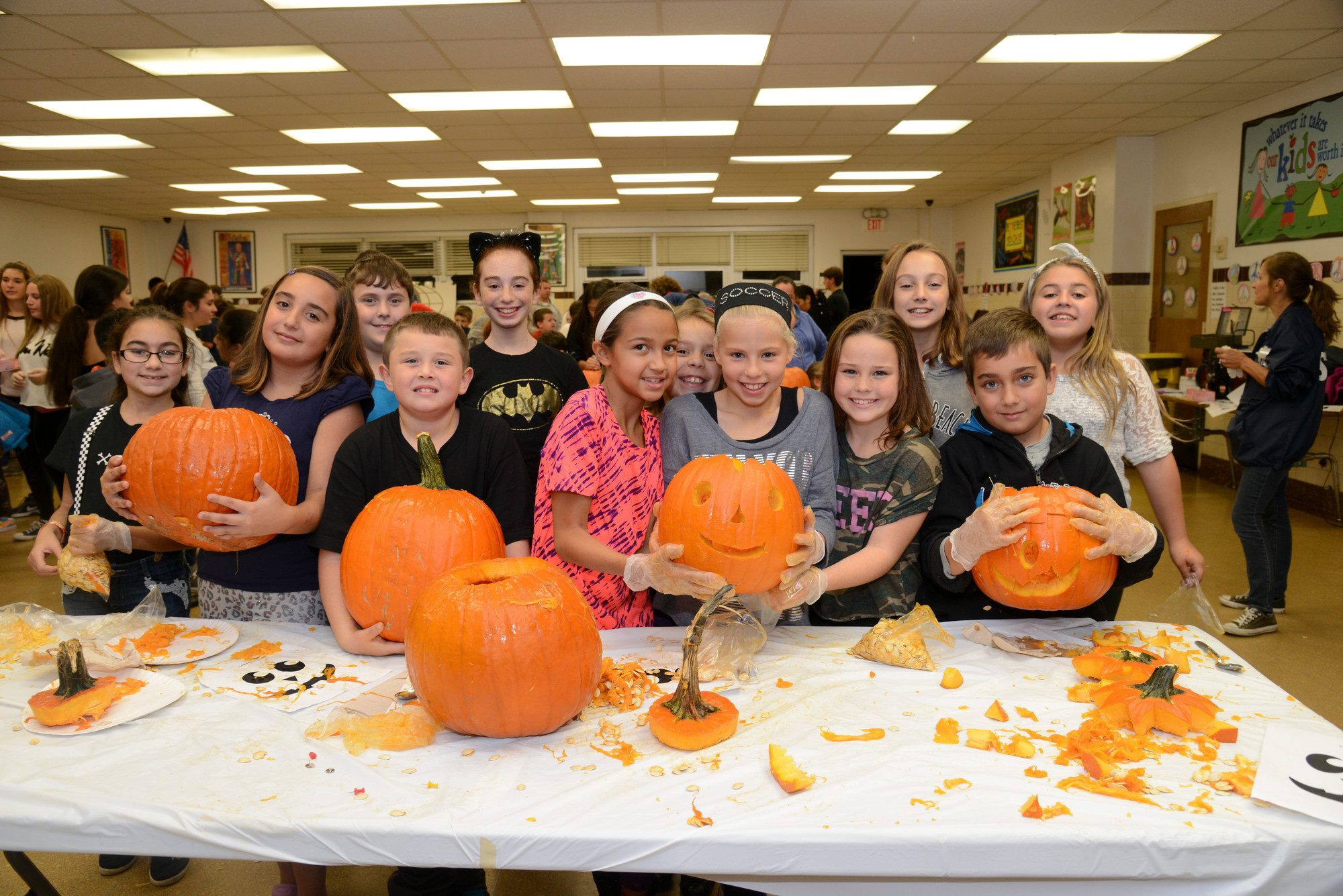 Students at School No. 6 during the Halloween decorating event sponsored by the Kiwanis Club and the Department of Community Activities.