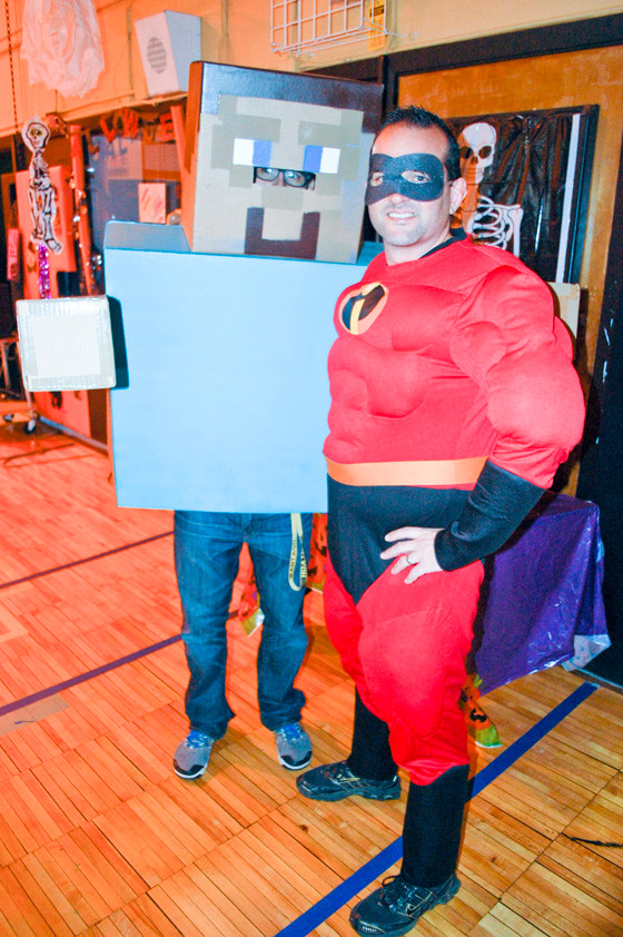 Phys. ed. teacher David Sposito and Anthony Ciuffo were in costume.