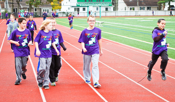 Seaford Manor School fifth-graders walked and jogged around the high school track on Oct. 24 for the annual Autumn Classic.