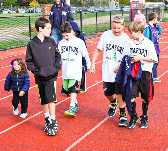 Harbor School fifth-graders also joined in on the morning of exercise.
