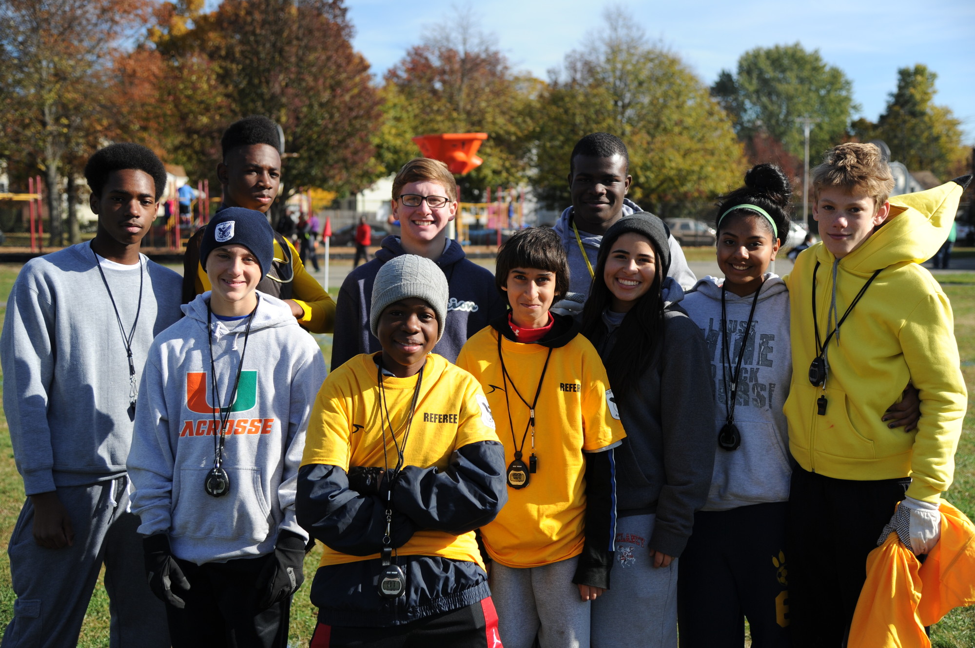 The Eagles referees play an important role. Back row from left were Jared Anderson, Malcom Bell, Kyle O’Brien and Kofi Eonsu. Front row from left were Abraham Mitchell, David Ikechukwu, Kamran Vakil, Breanna Melendez, Victoria Ramirez and Evan Batsford.