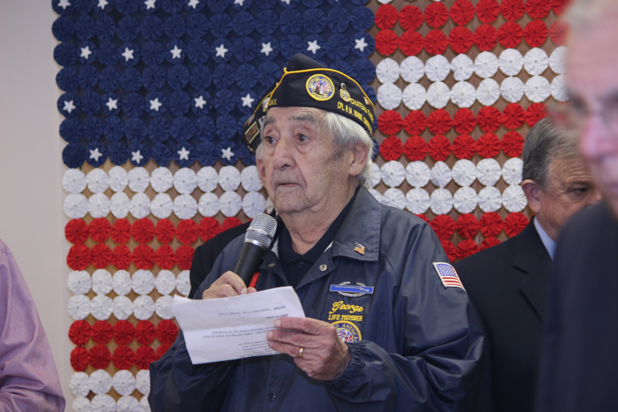 World War II  veteran George Antonucci addressed the crowd at Sandel Senior Center. Antonucci was the emcee for the luncheon.