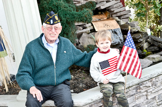 Veteran David Goodman with his grandson Max Blackwell who is 3 and a half years old.