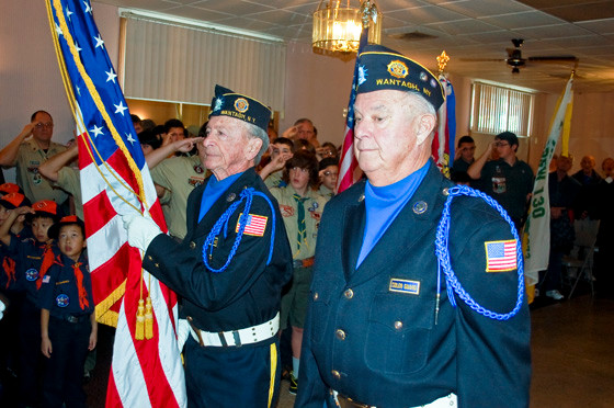 Veterans Charlie Keifer and Jim Leyes provided a Color Guard at the American Legion Post 1273 Veterans Day ceremony on Nov. 11.