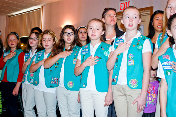 Girl Scouts from the community came to the ceremony to honor all those who served their country.