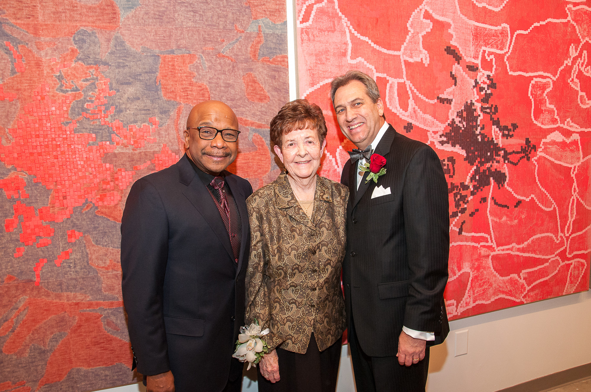 Lifetime Achievement Award Recipient Sr. Dorothy Fitzgibbons, O.P., Ed.D. with Molloy President Dr. Drew Bogner, right, and Wayne James.