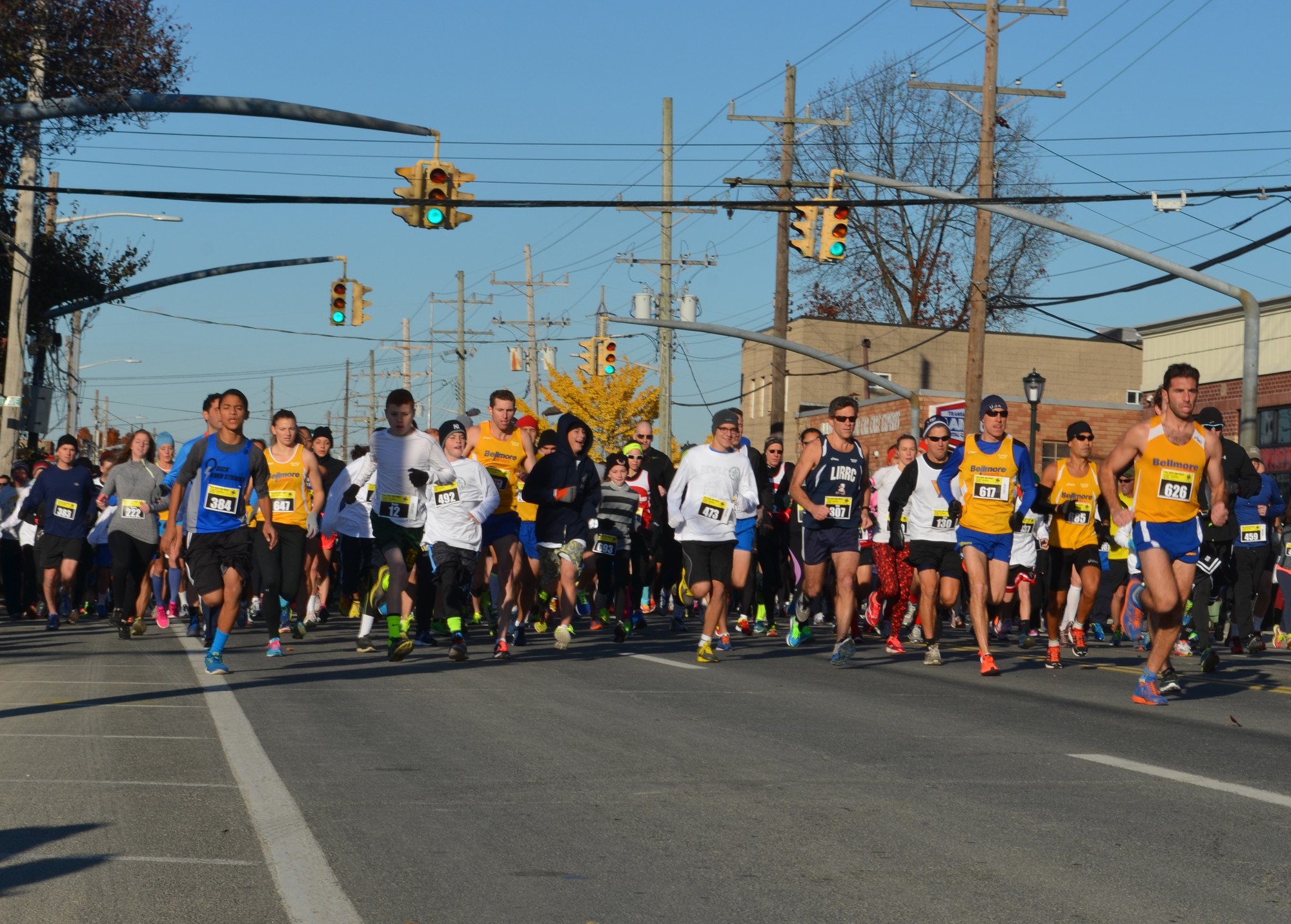The beginning of the race in Lynbrook on Merrick Road.
