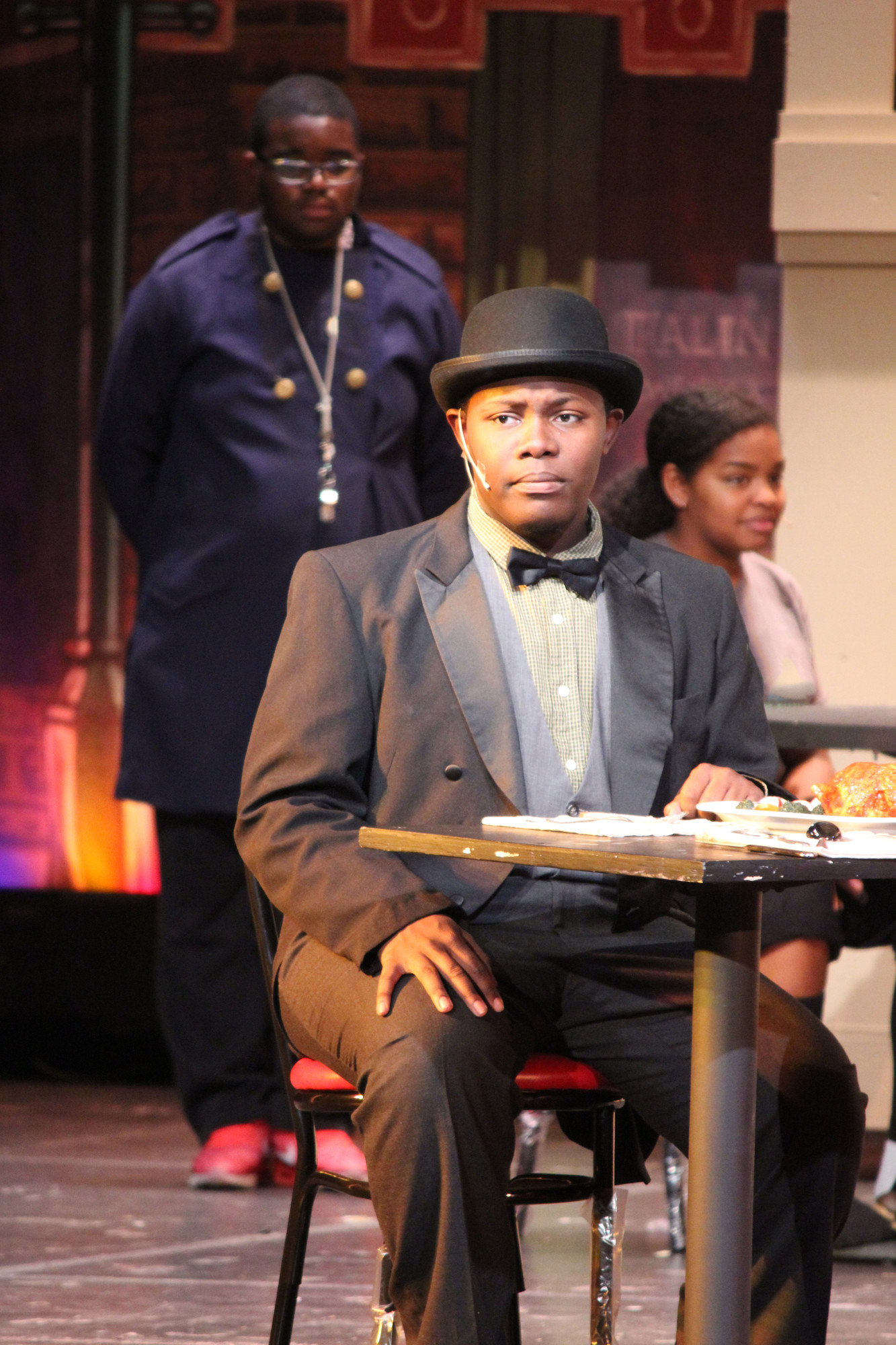 Senior Kaedon Campbell played the unsuspecting “well known unmarried half-a-millionaire,” Horace Vandergelder.