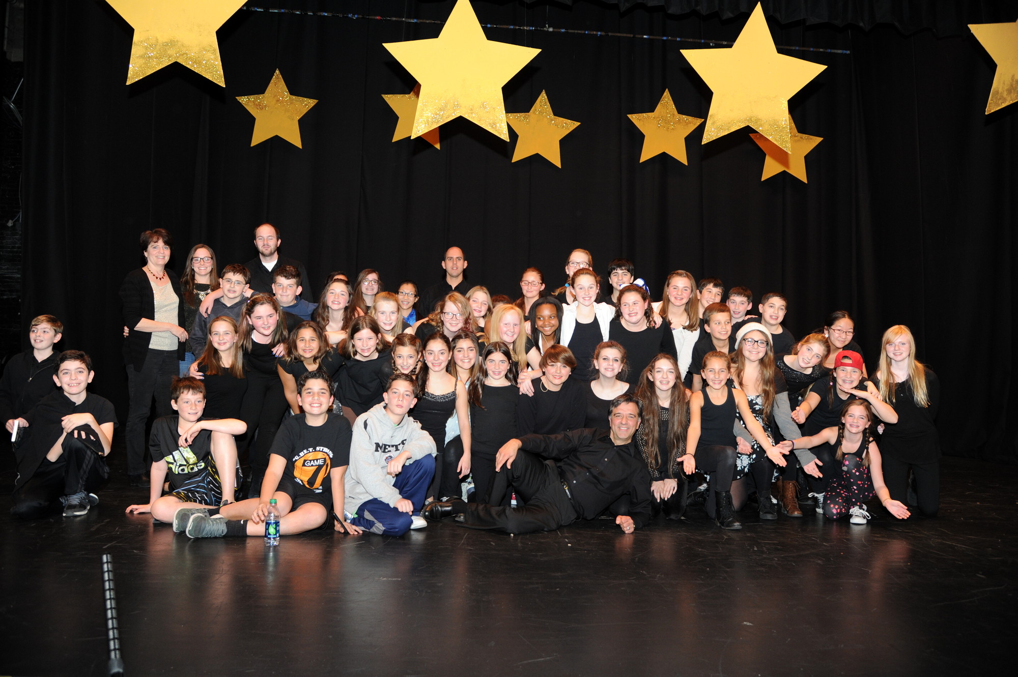 The entire Drama Club posed after the show with director Stephen Pagano, center.