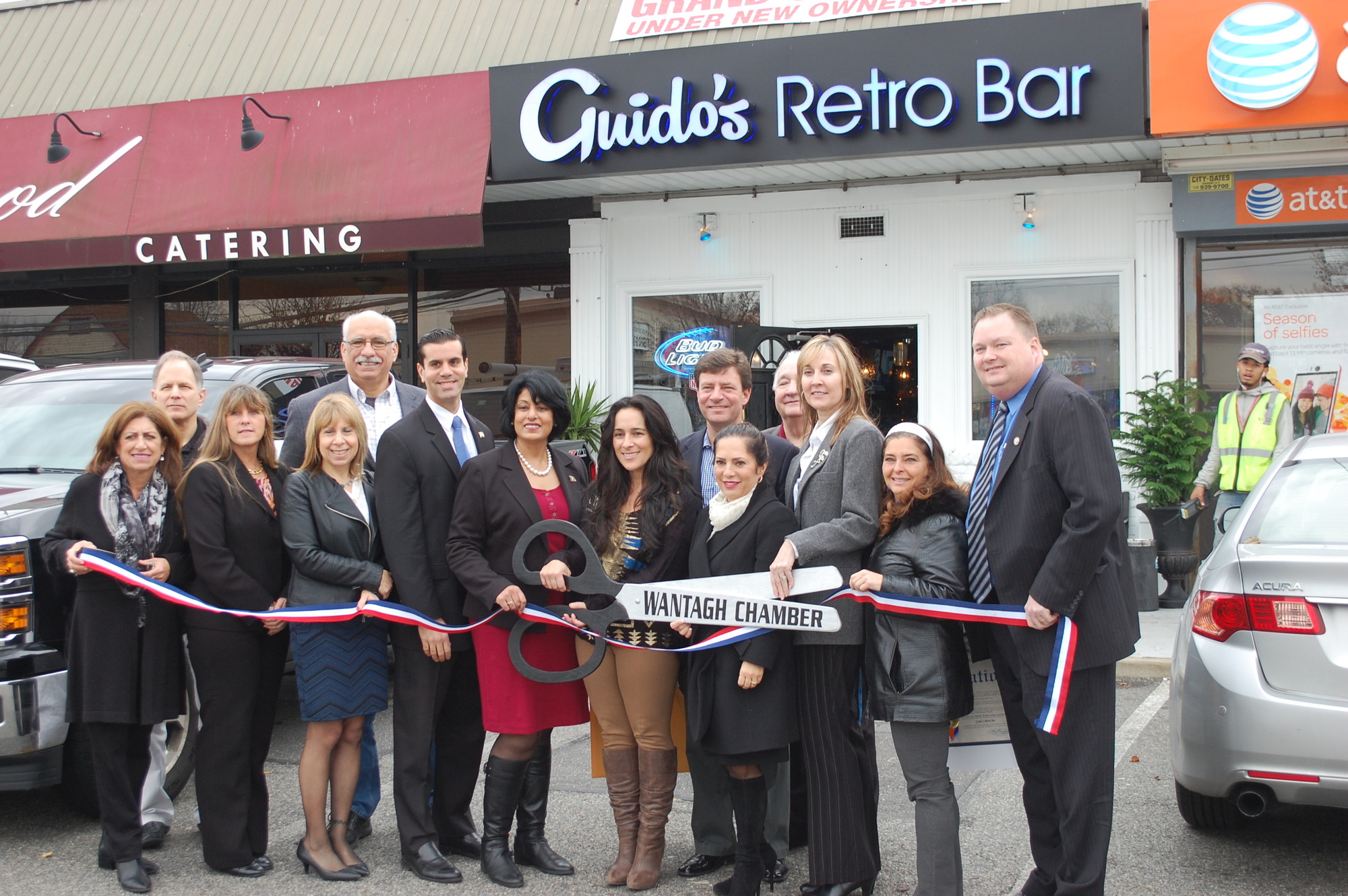 Chamber of Commerce officials and elected leaders gathered to cut the ribbon at Guido’s Retro Bar on Wantagh Avenue on Nov. 25.