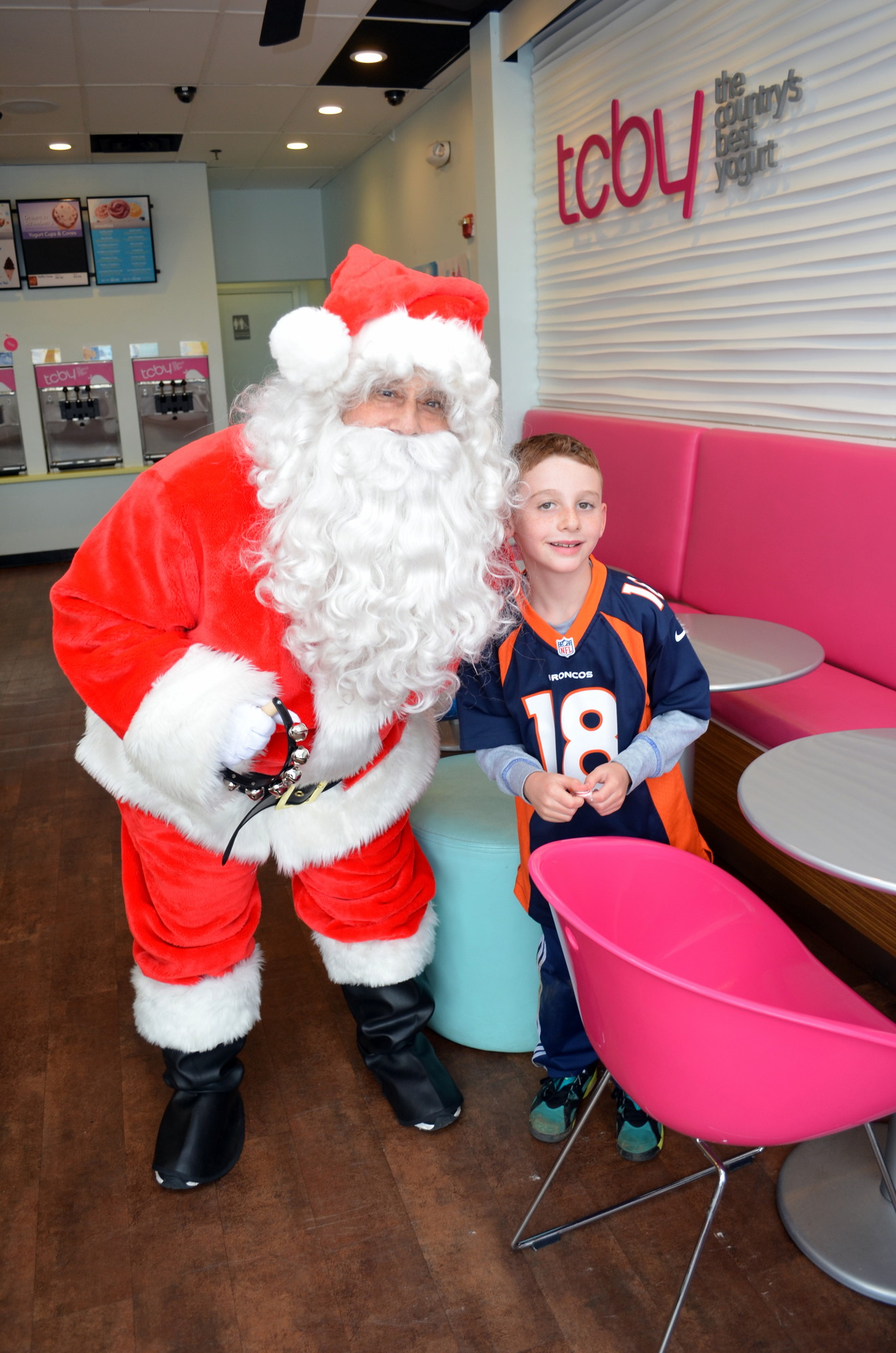 Santa stopped for some frozen yogurt at TCBY in Philips Plaza.
