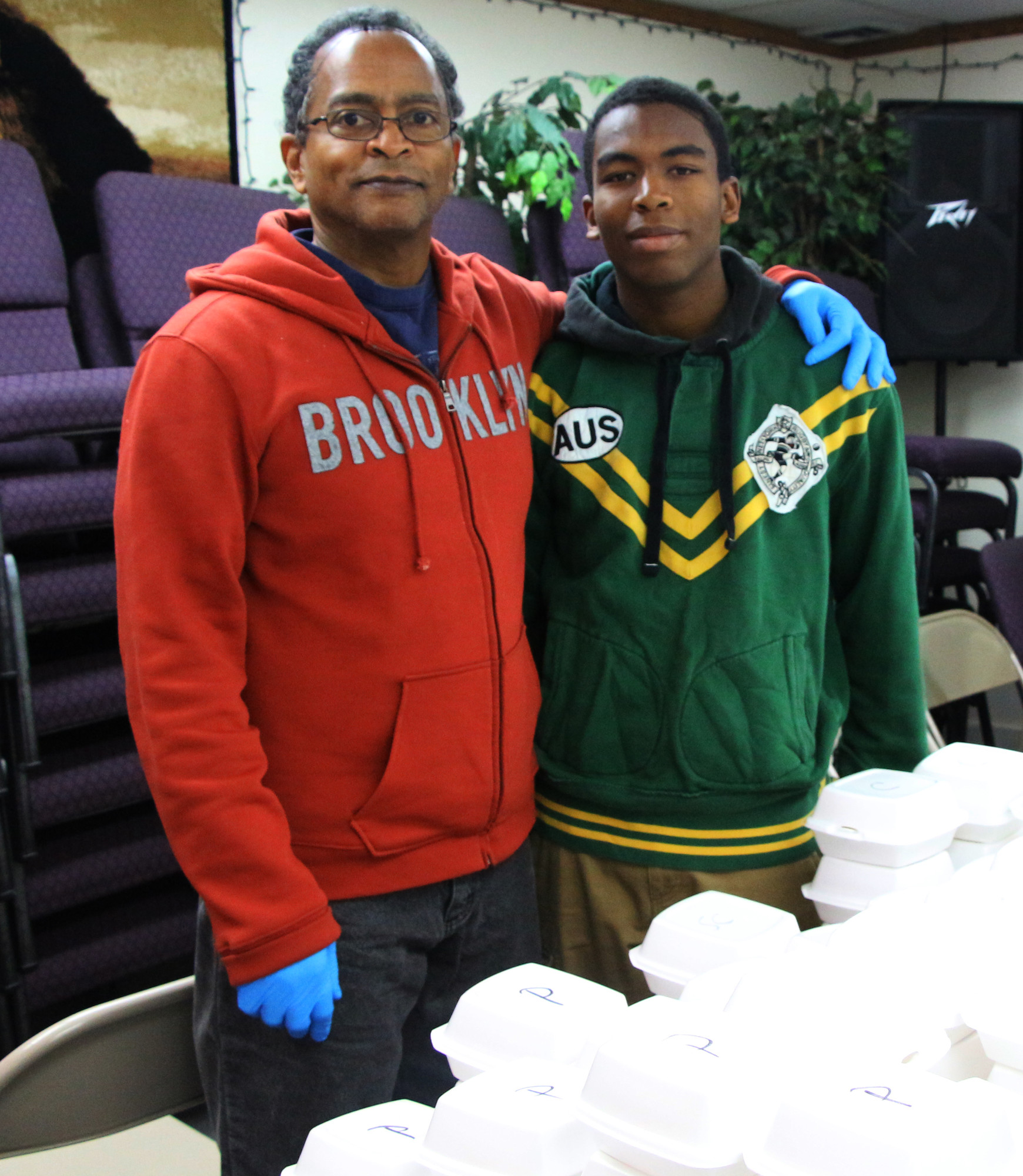 Jeffrey St. Clair and his son Keenan volunteered during the Thanksgiving holiday.