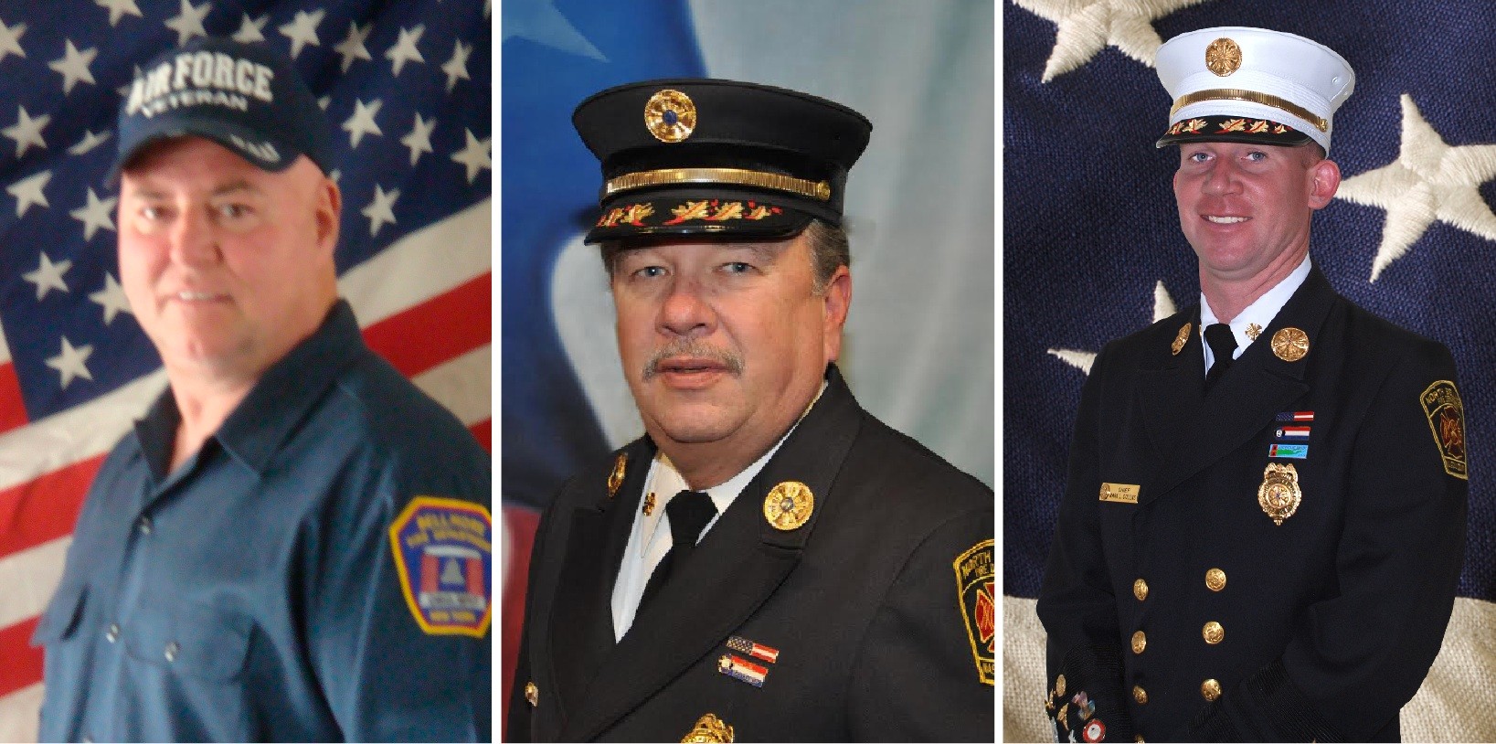 The firefighters running for a position on their respective boards of commissioners are, from left, Bellmore candidate Richard Holzhauer; North Bellmore candidate Robert Bazarewski; and North Bellmore candidate Mark Collins.