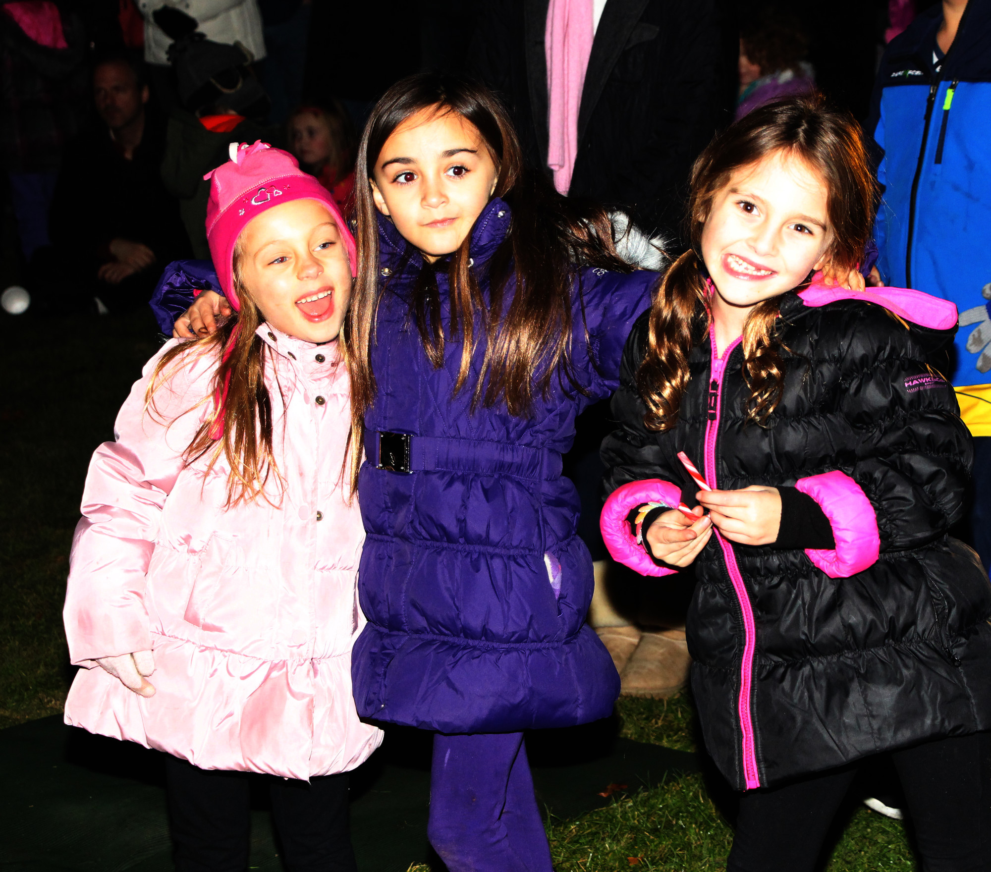 Nicole Vaco, 6, Chelsa Devine, 7, and Keera Deluca, 7, were dancing and singing to holiday tunes.