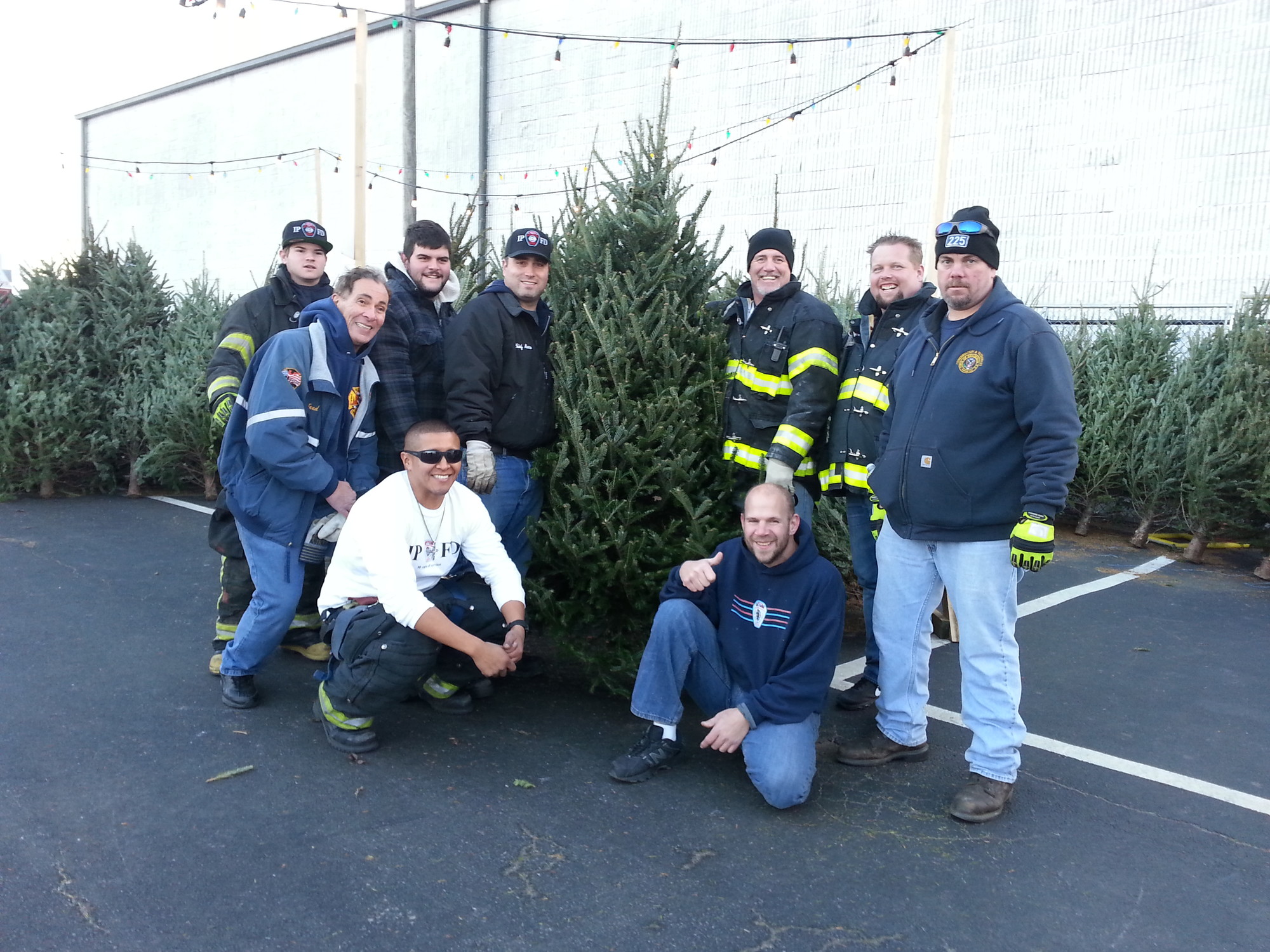 Island Park’s Bravest at the tree lot.
