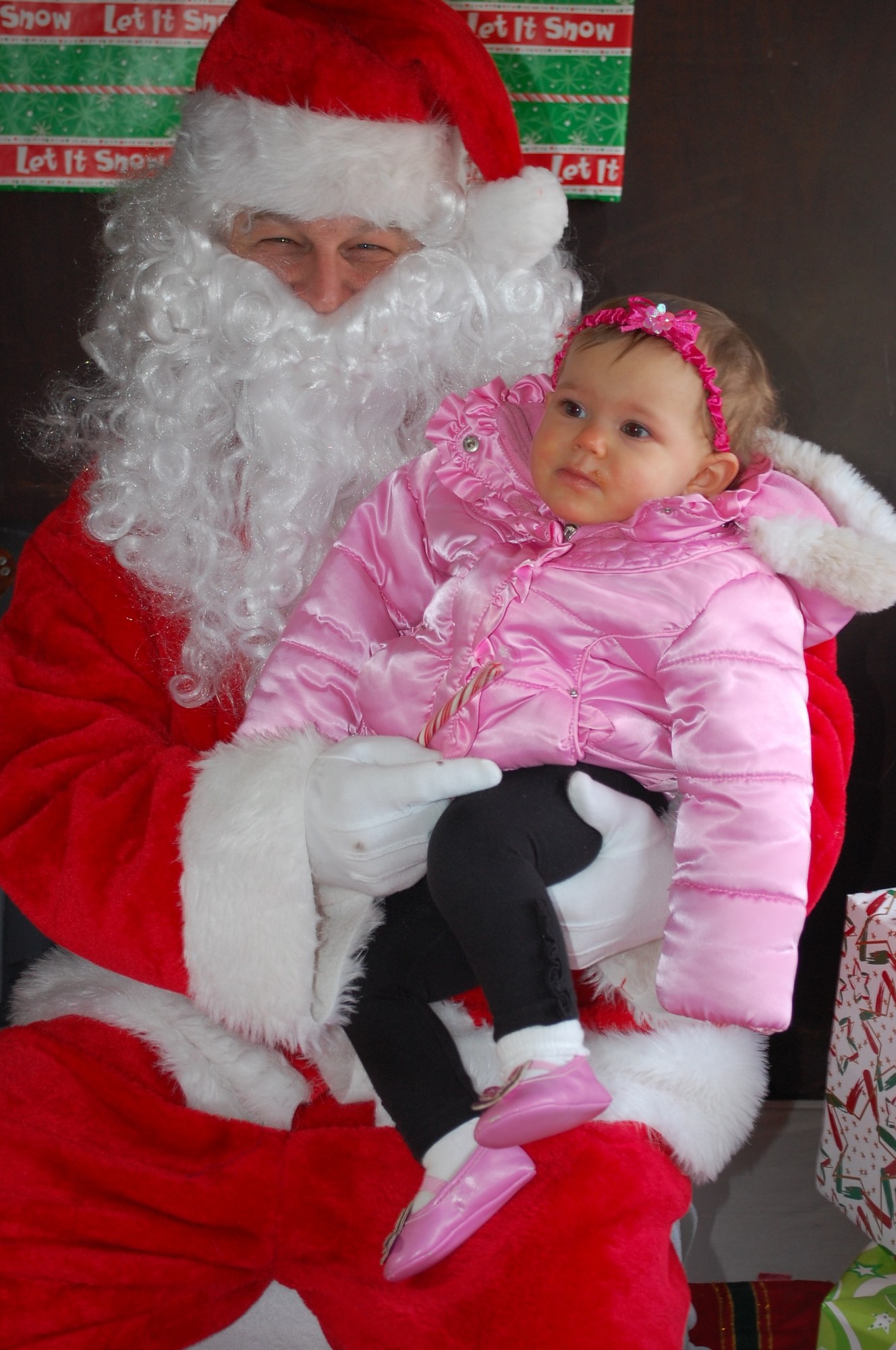Lauren Kelly, 1, of Wantagh, met Santa for the first time.