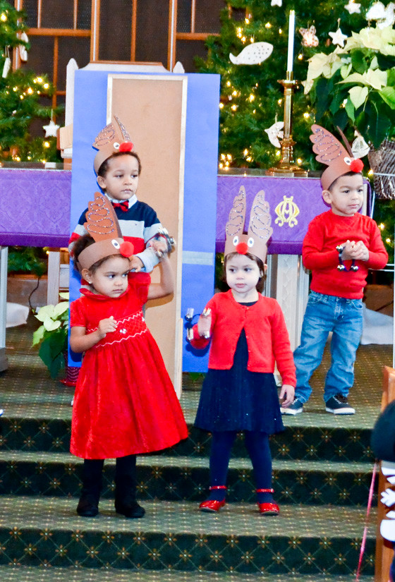The toddler class wore decorative headwear during their performance.