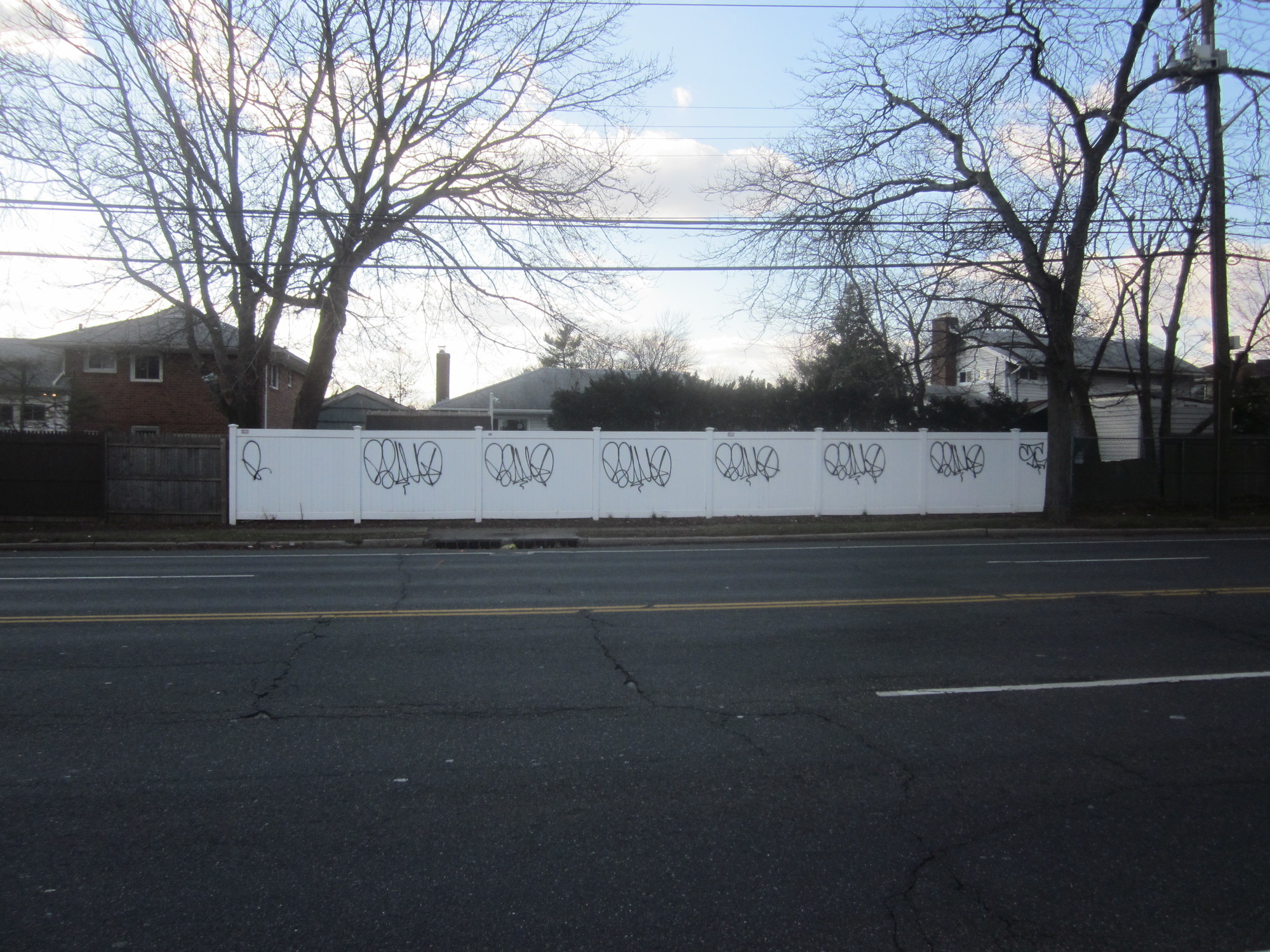 The graffiti has created an eyesore on Merrick Avenue.