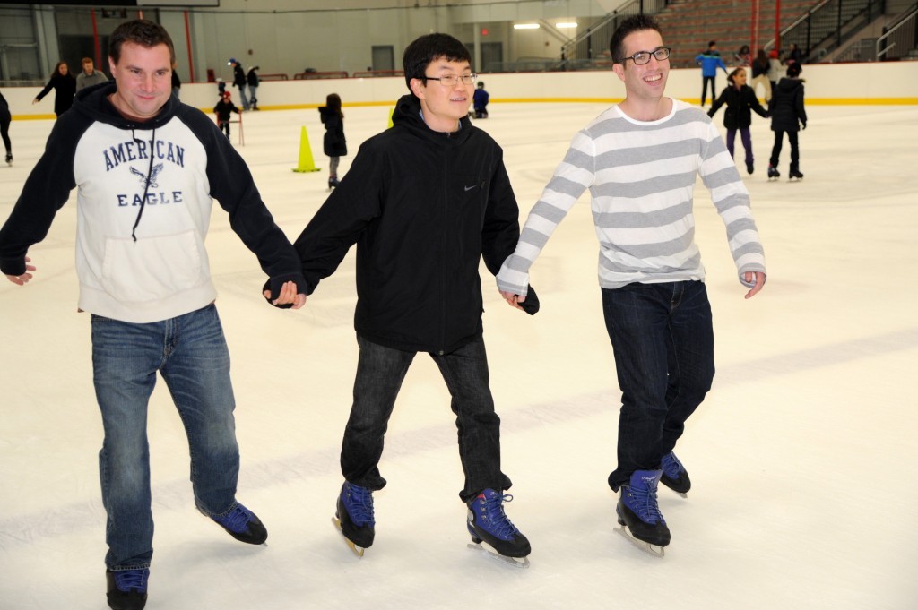 Andrew Hackmack, Jimin Kim and David Weingrad drifted merrily along inside the red rink at the Twin Rinks Ice Center at Eisenhower Park.