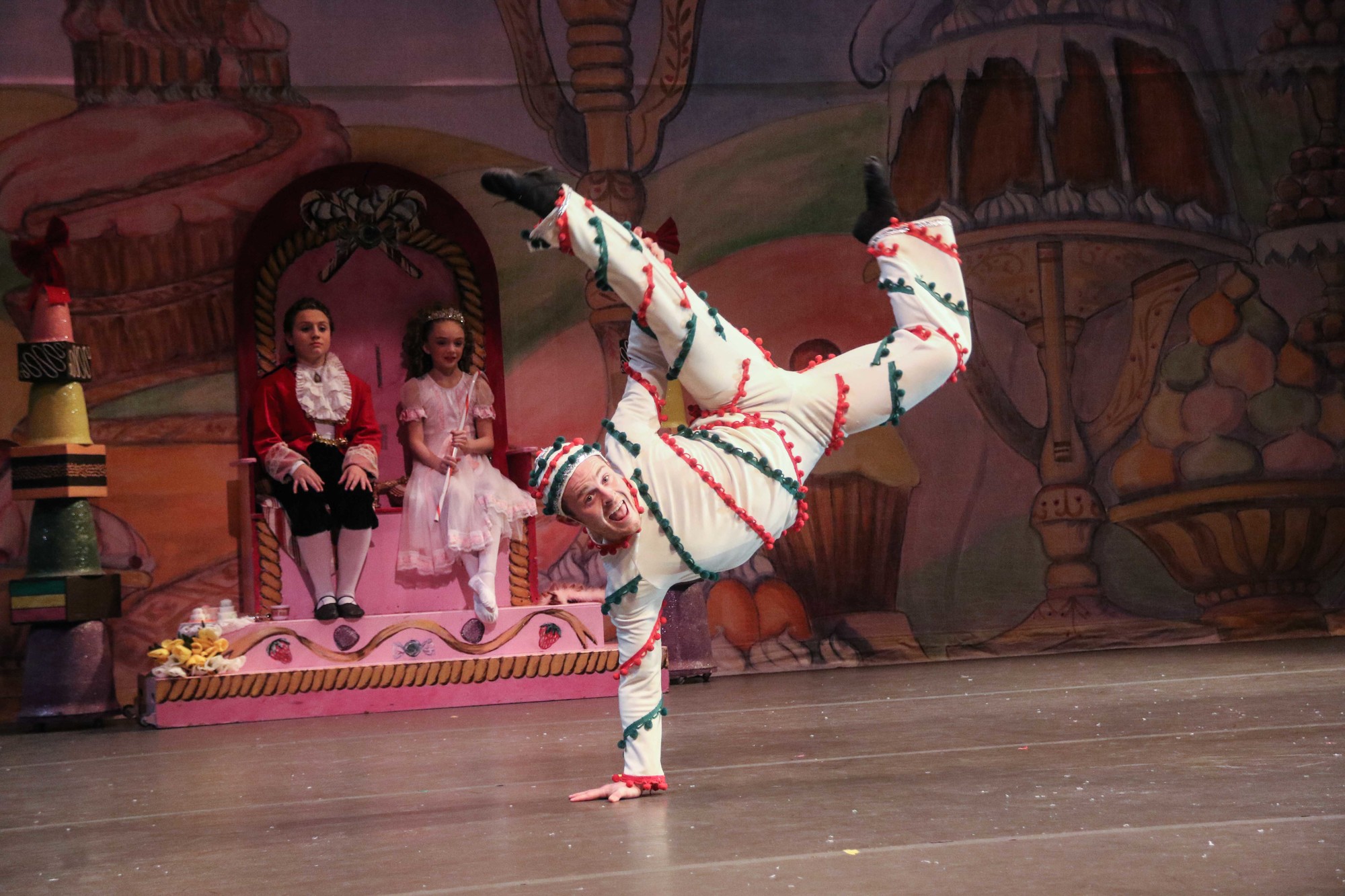 Noah Gouldsmith, as a Candy Cane, danced for Clara and the Prince.