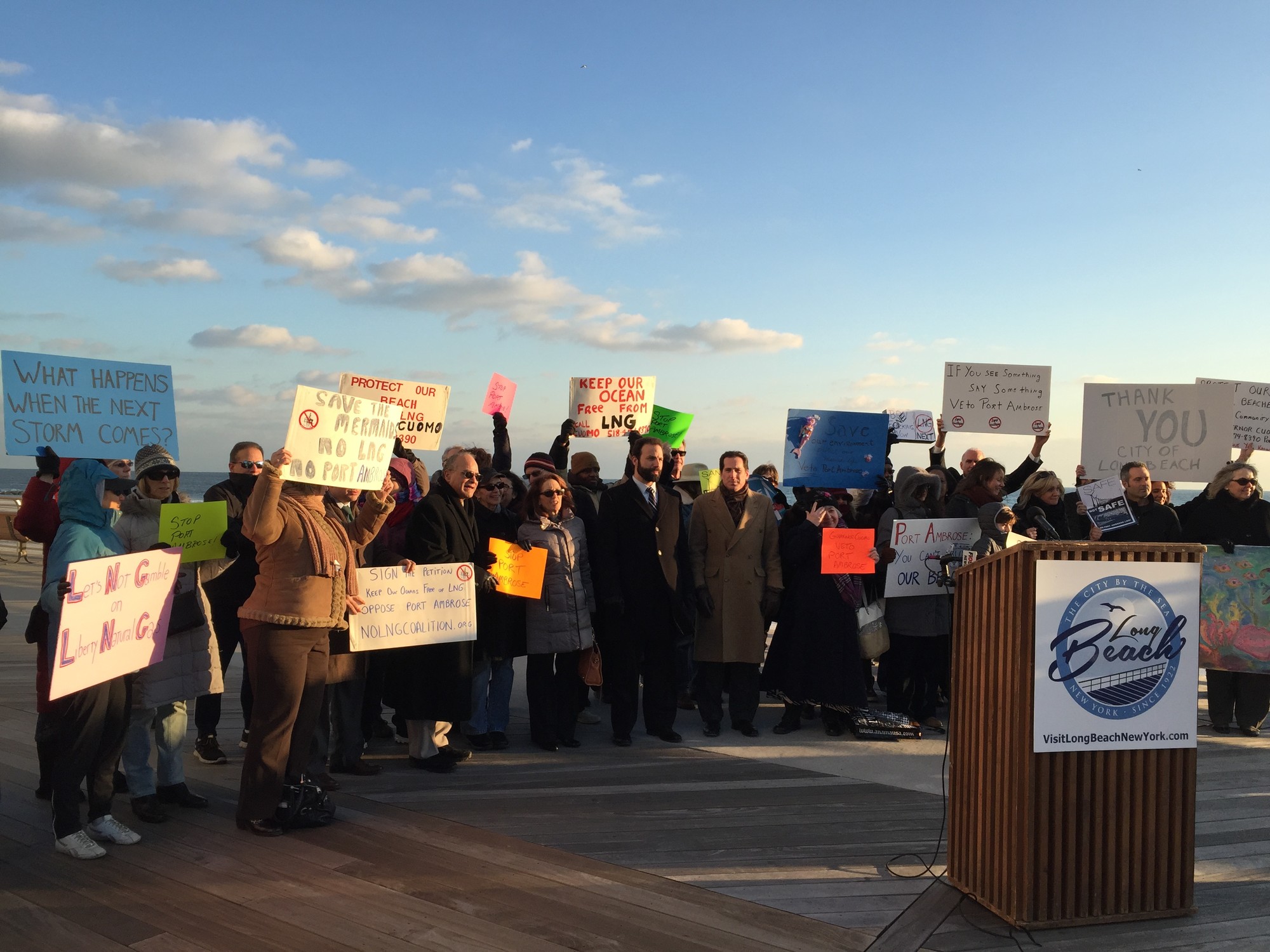 Protesters and city, state and federal officials gathered on the boardwalk to voice their opposition.