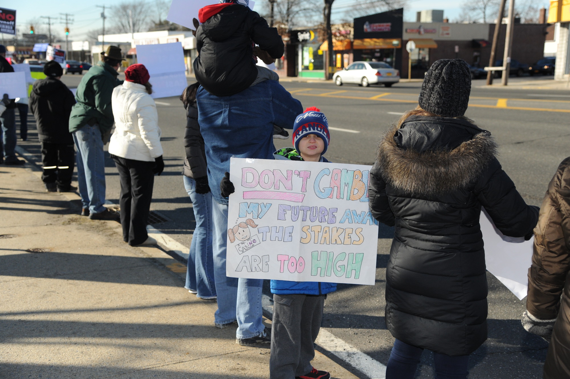 Chris Desimone, 10, was one of many child protesters.