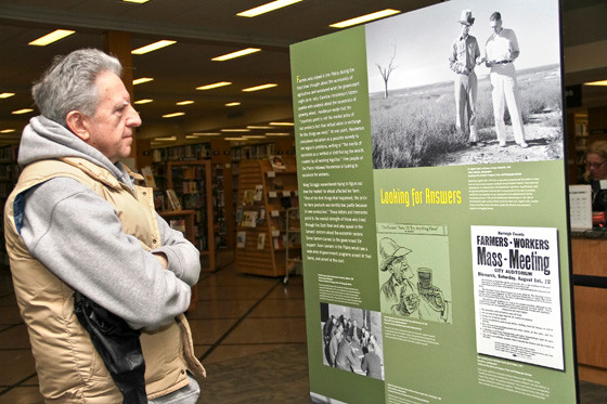 Joseph Robelin examined the Dust Bowl exhibit last Sunday.