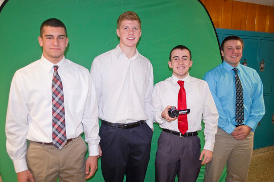 Students were demonstrating green screen technology including Jared Wolfe, Dan McQuillan, Nick Nocella and Phil Razza.