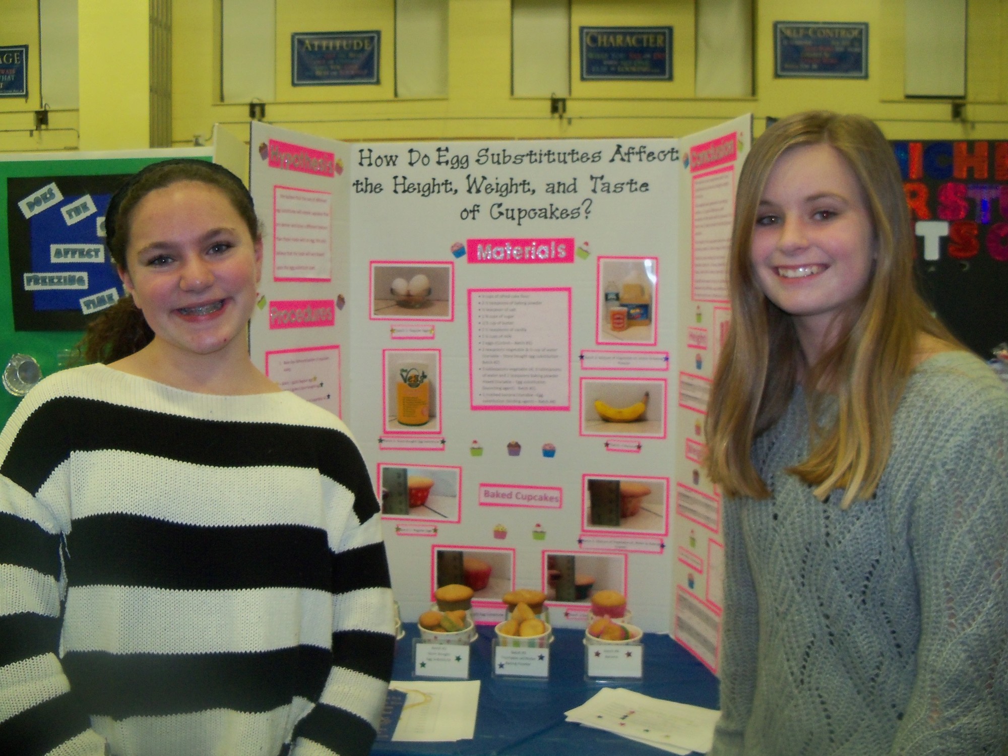 Rebecca Naglieri and Erin Gleeson worked together to determine if using egg substitutes would make a difference in baked goods.