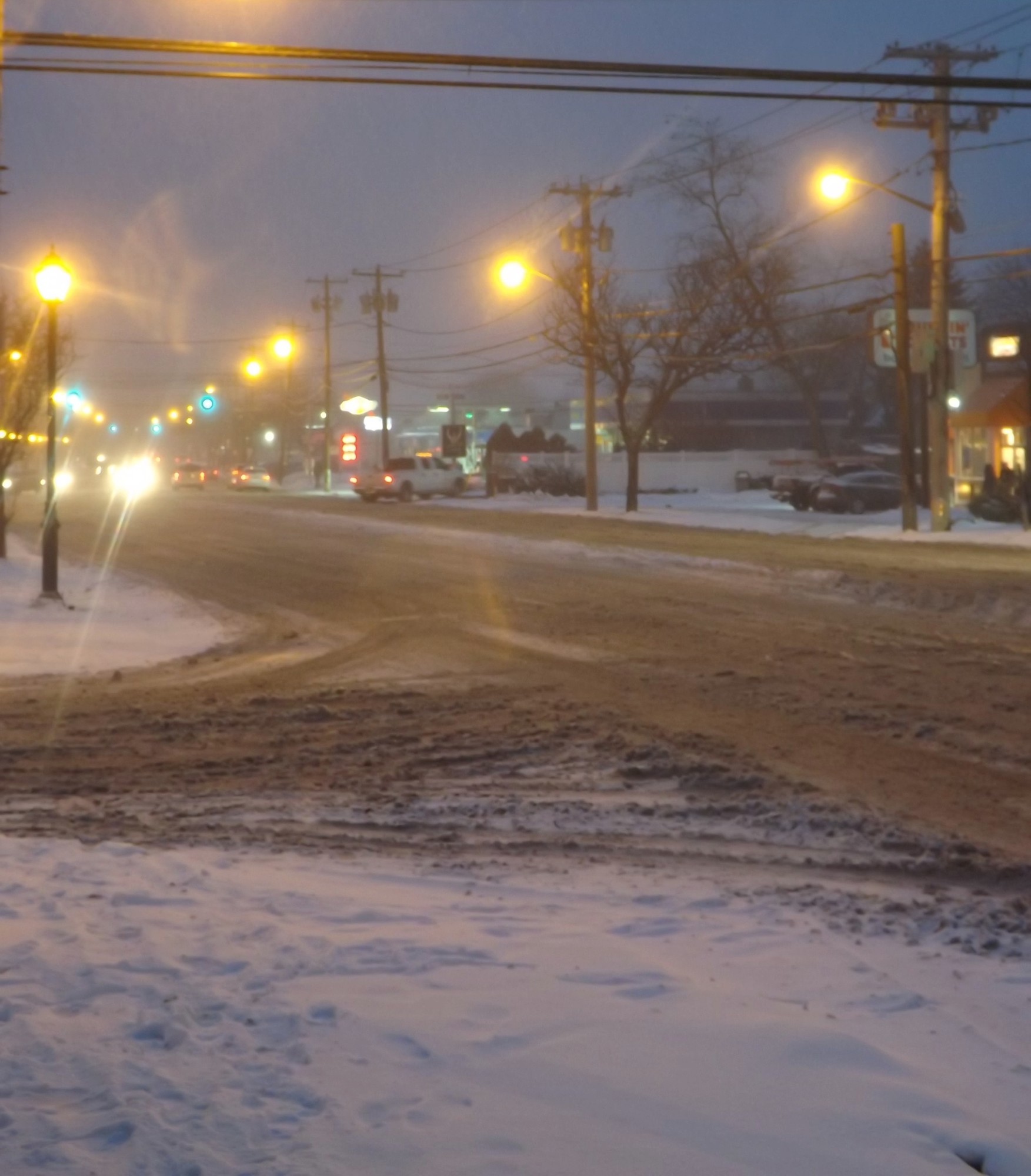 The intersection of Grand Avenue and Stanton Avenue was treacherous for drivers Monday night.