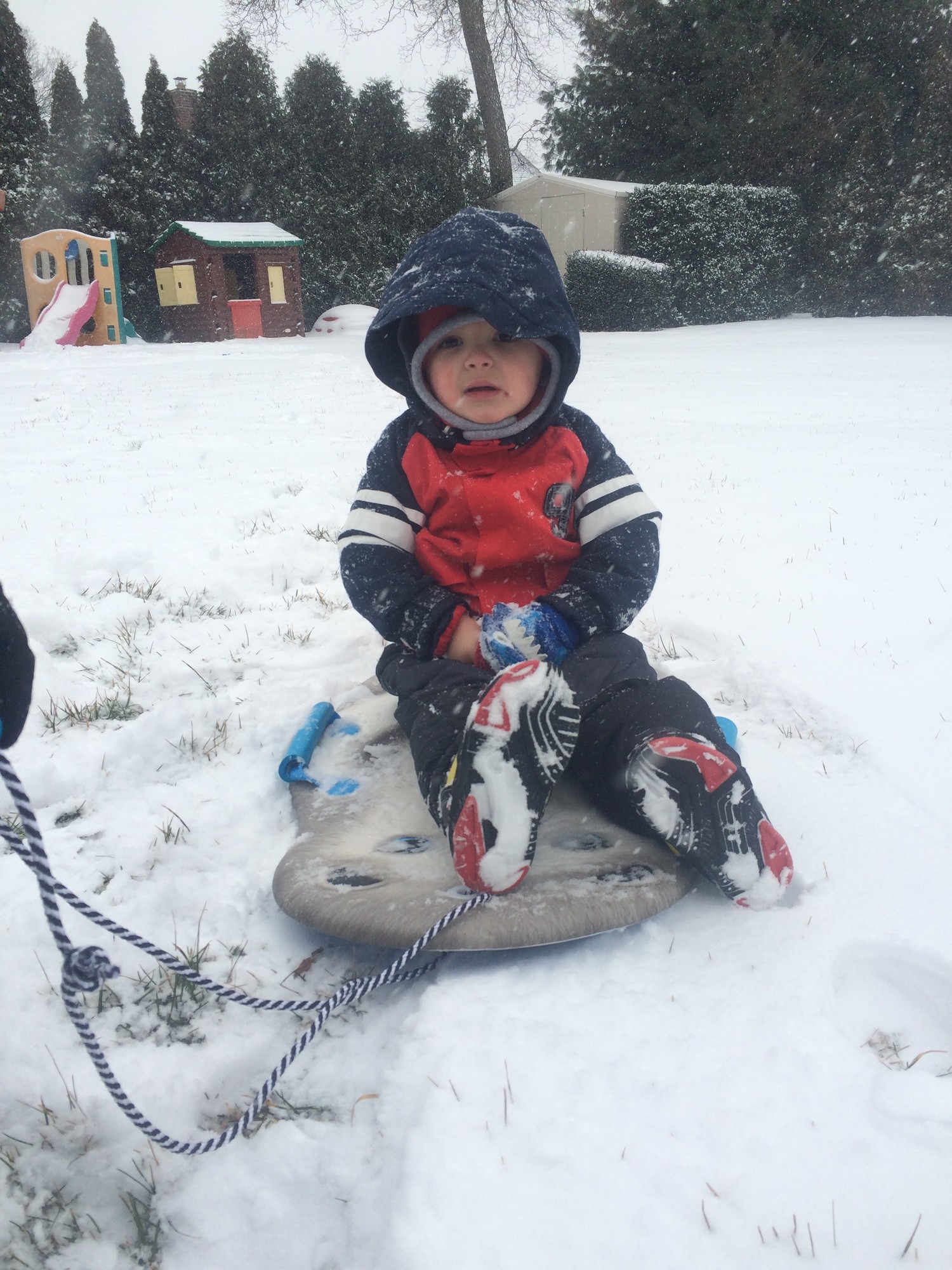 Liam Fullerton of Wantagh enjoyed the early stages of the snowstorm.