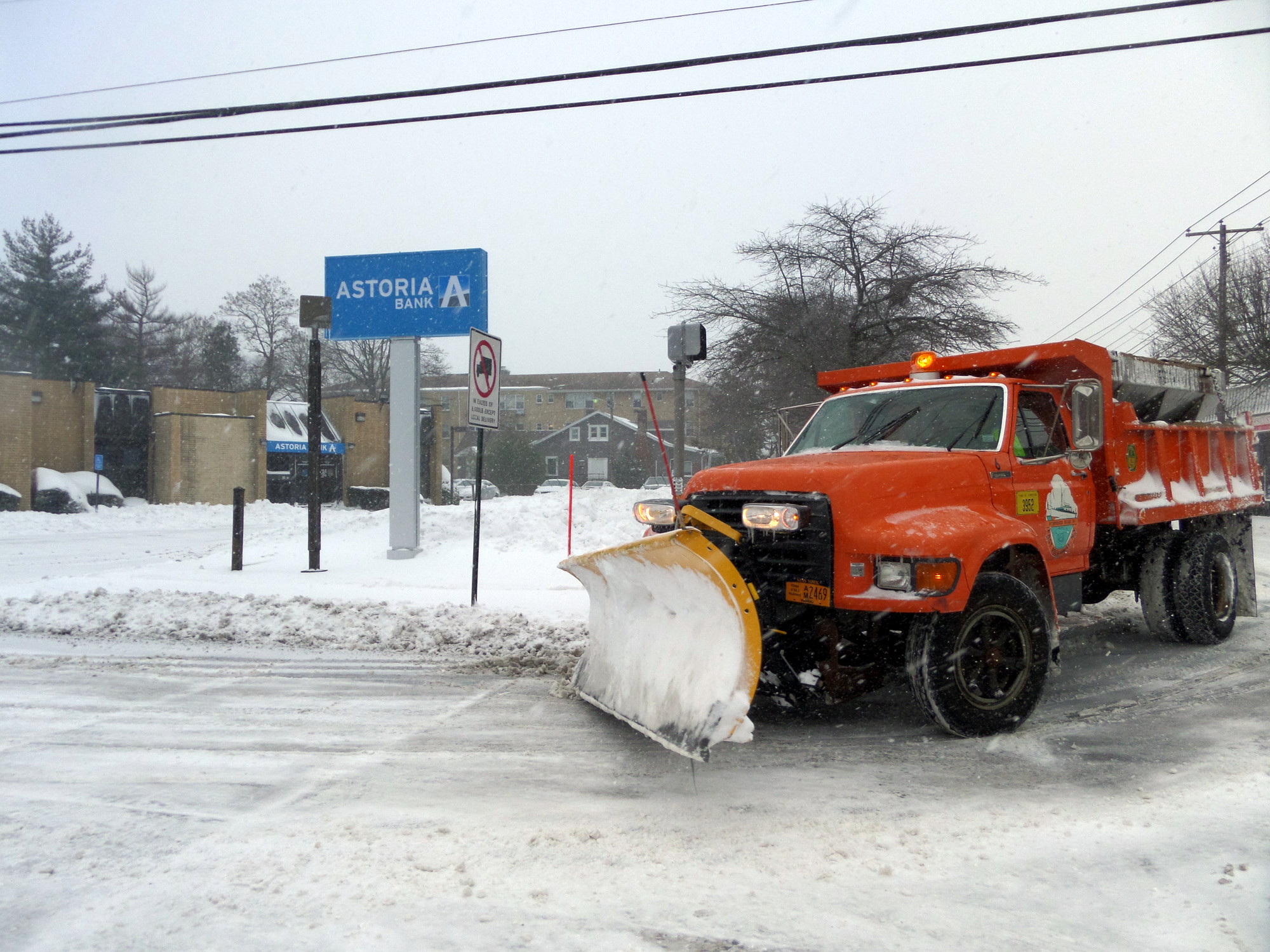 DPW trucks were out early in East Rockaway, and continued to clear local roads throughout the day on Tuesday.