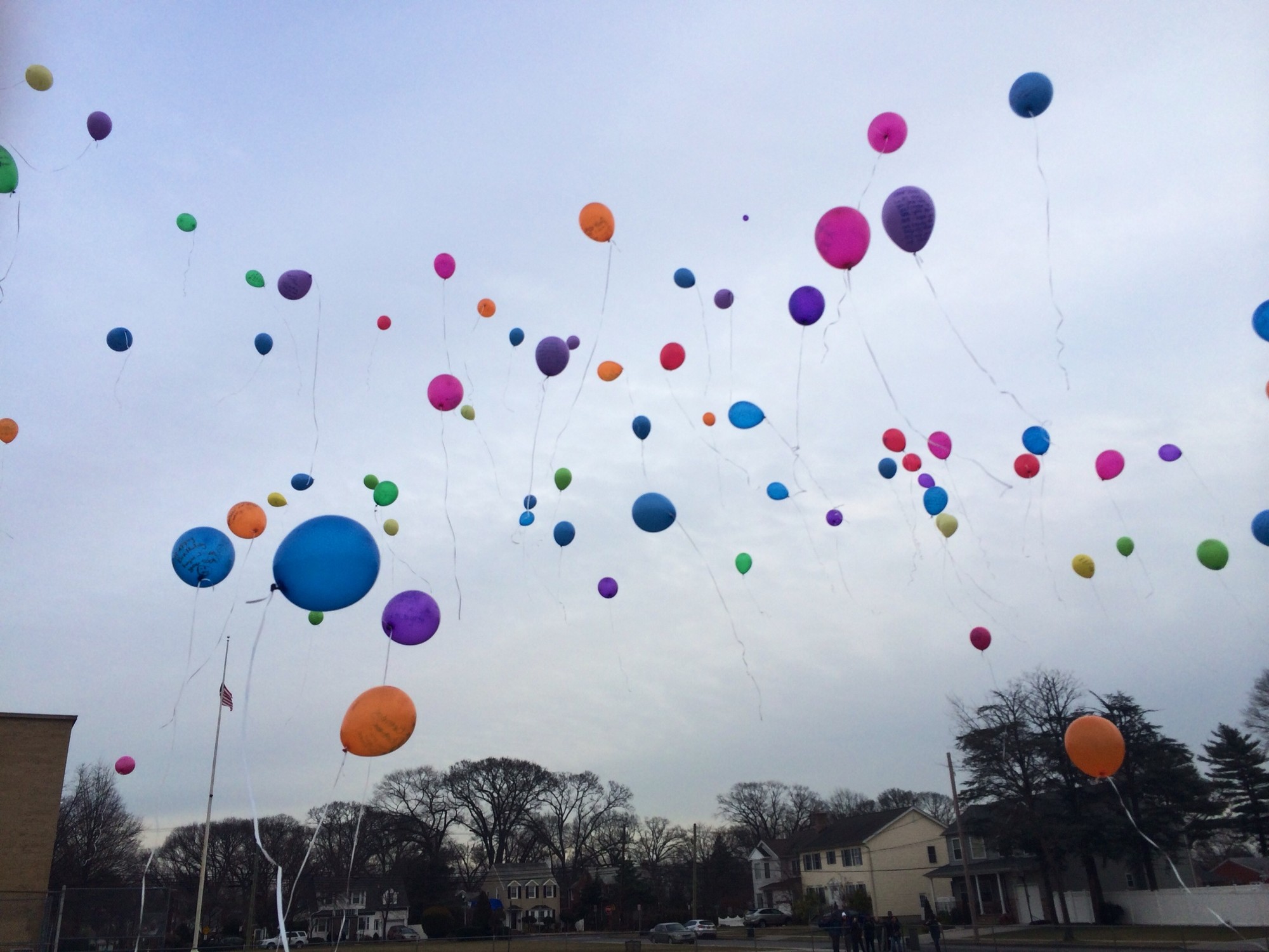 Balloons with messages written on them for Zachary were released following the ceremony.