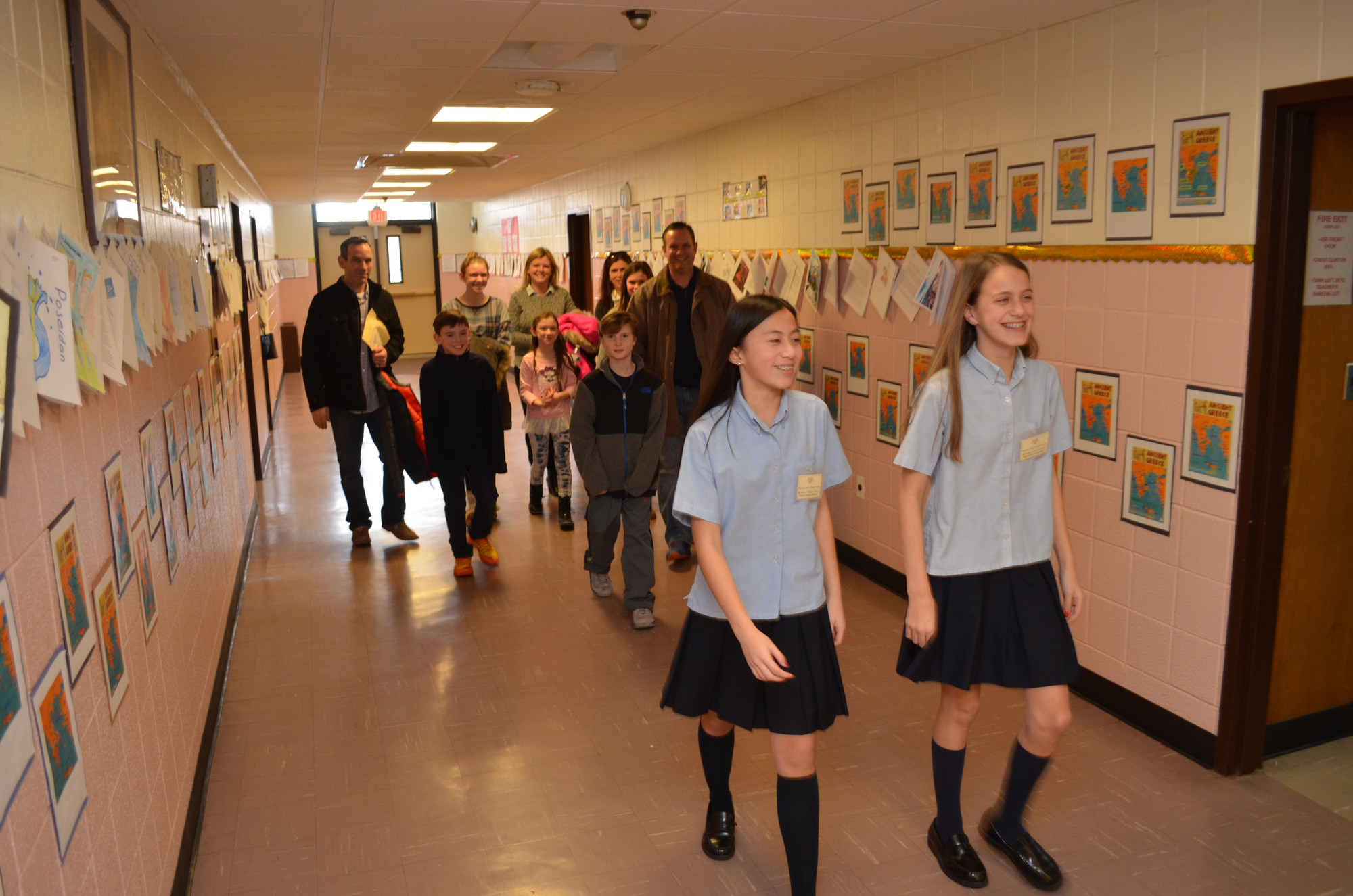 Seventh Grade St. Agnes students Megan Tierney and Kelly Sullivan gave a tour to parents and prospective students during the school’s open house on Jan. 25.