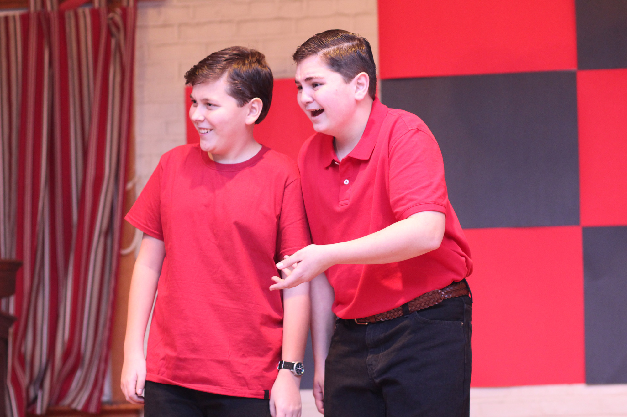 Oceanside High School freshman, Paul Cirillo, on left, and Thomas Hirdt, a sophomore, perform one of the 16 musical numbers.