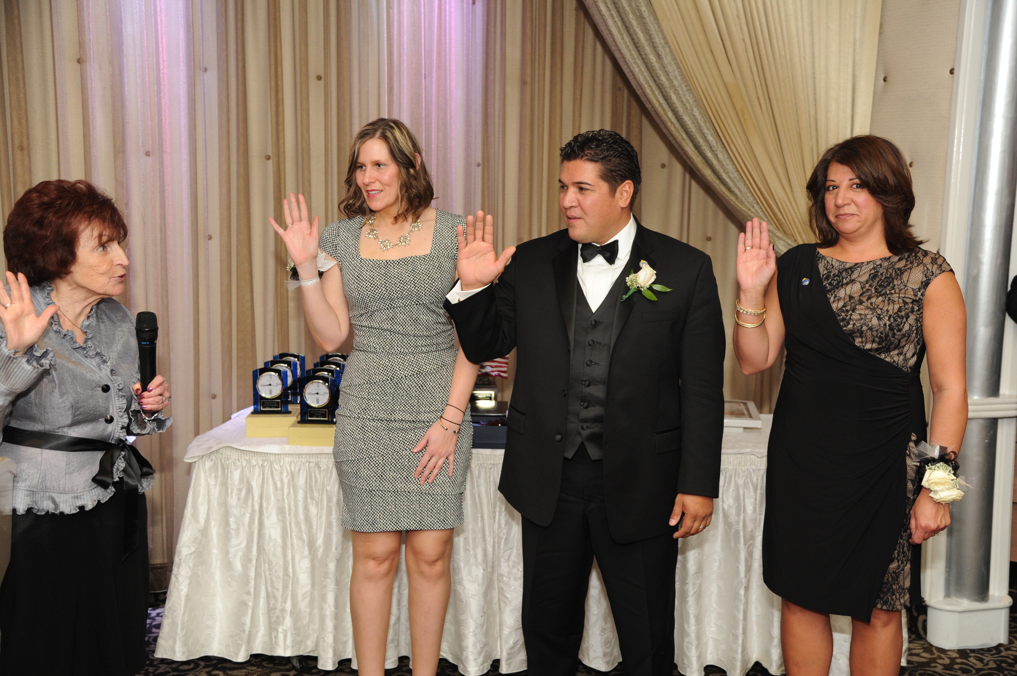 Lindsay Gallagher, William Miranda and Rosemary Basmajian were sworn in as officers by County Legislator Norma Gonsalves.
